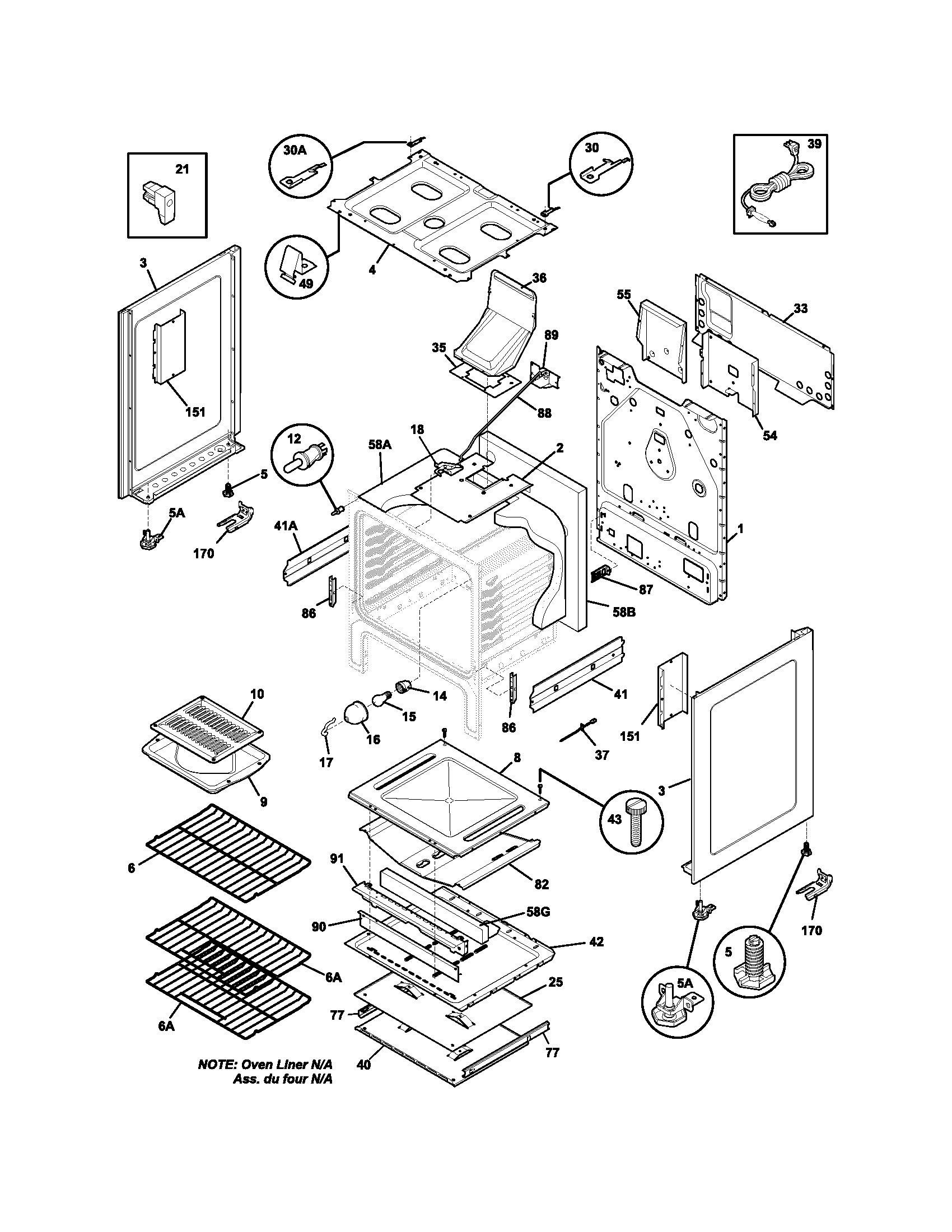 Frigidaire FGF366DCA body diagram