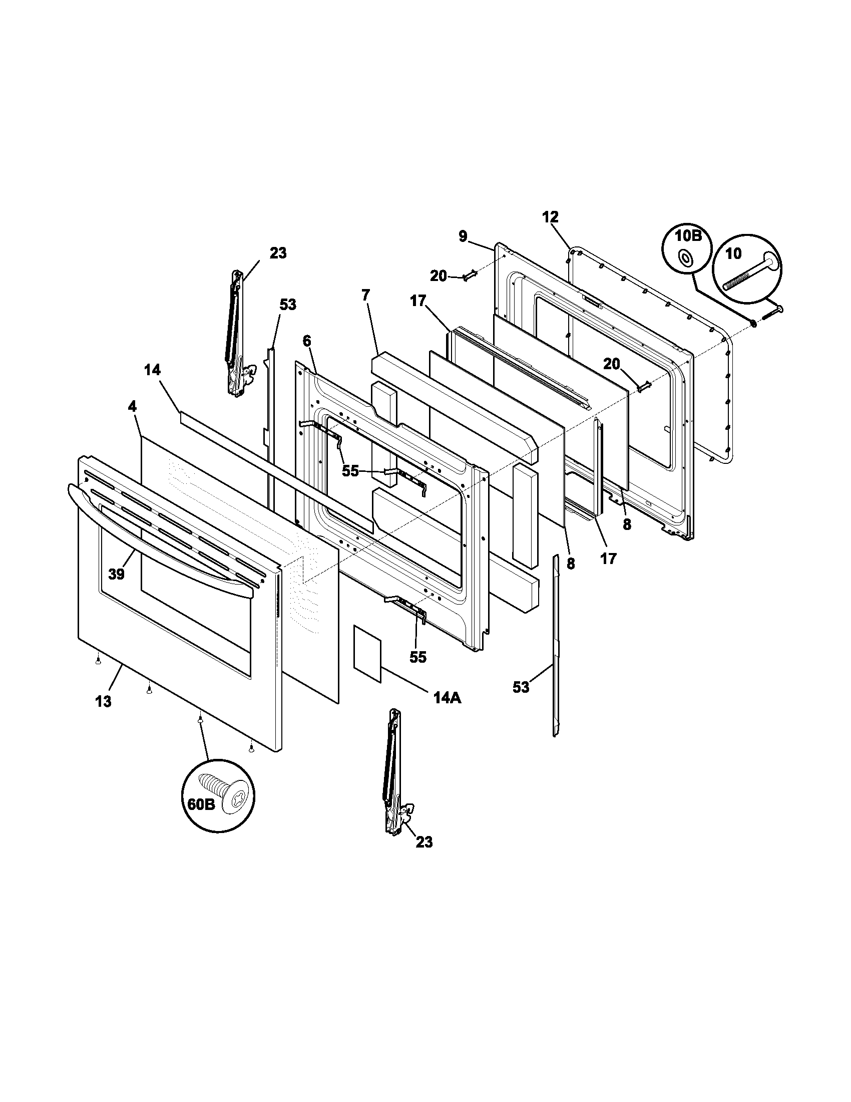 Frigidaire FGFL67DCA door diagram