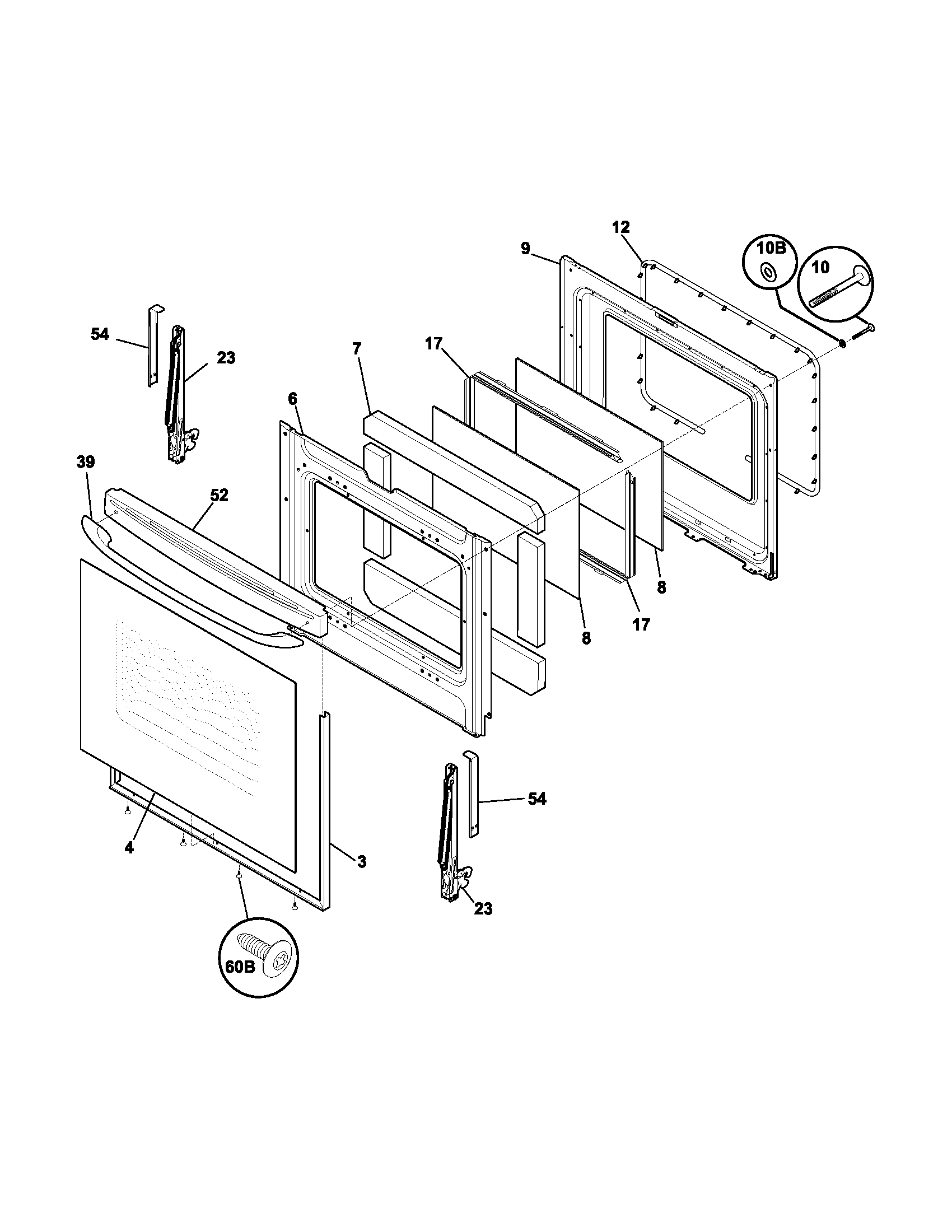 Frigidaire GLGF386DQA door diagram