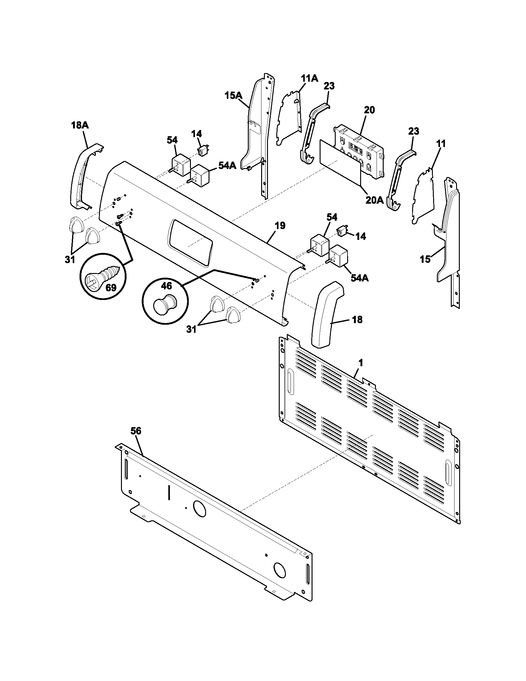 Tappan TEF360MXDSA backguard diagram