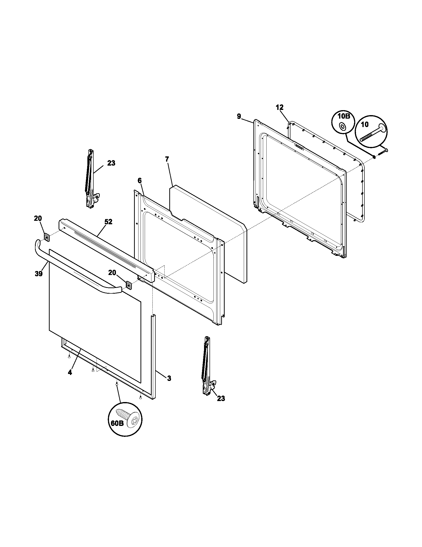 Tappan TEF360MXDSA door diagram