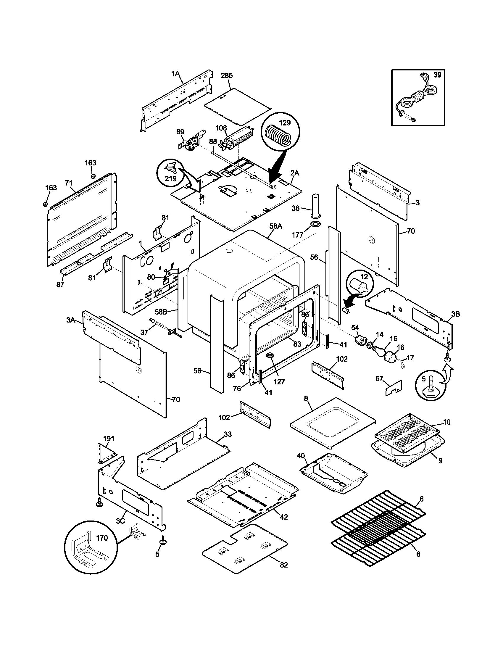Frigidaire FGS379DQA body diagram