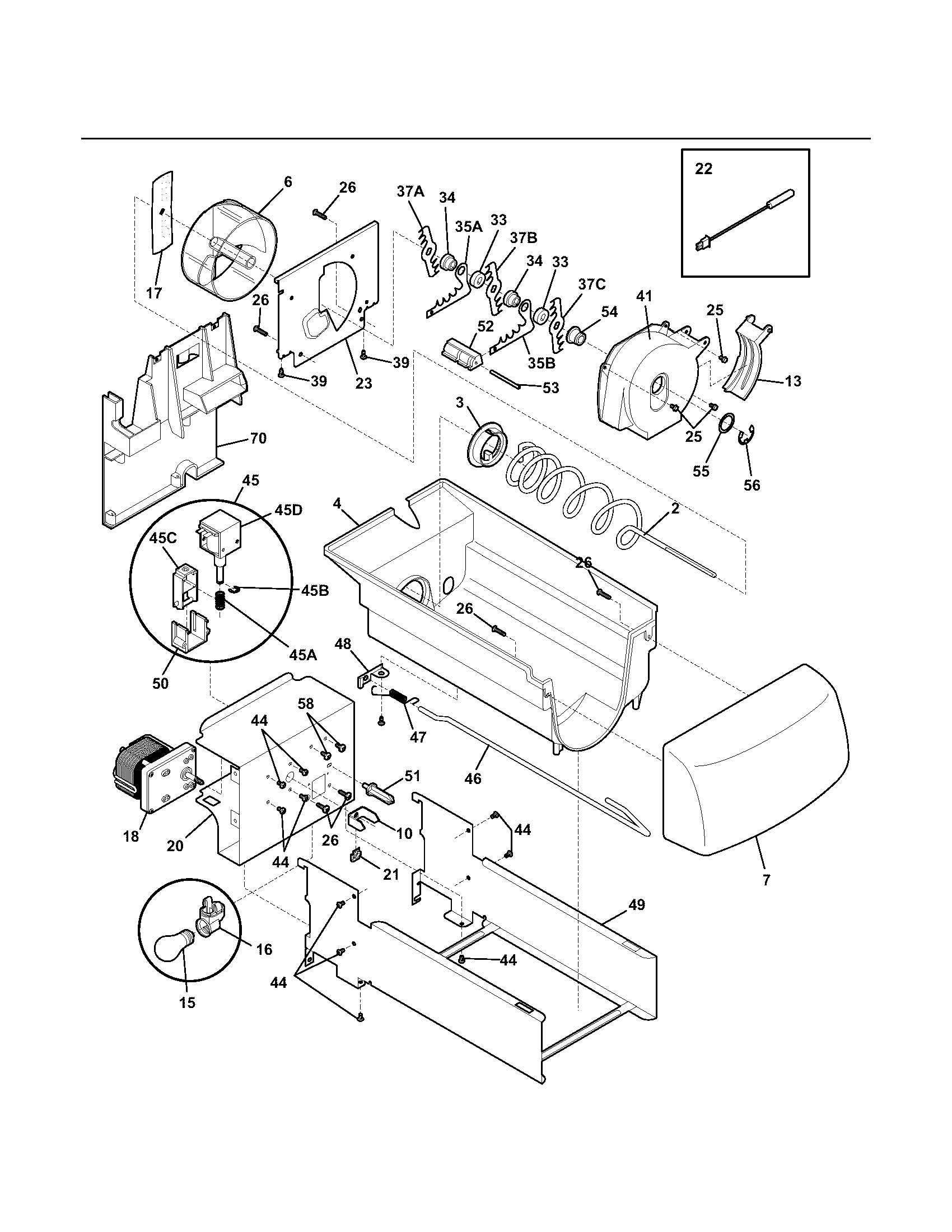 Kenmore 25356299406 ice container diagram