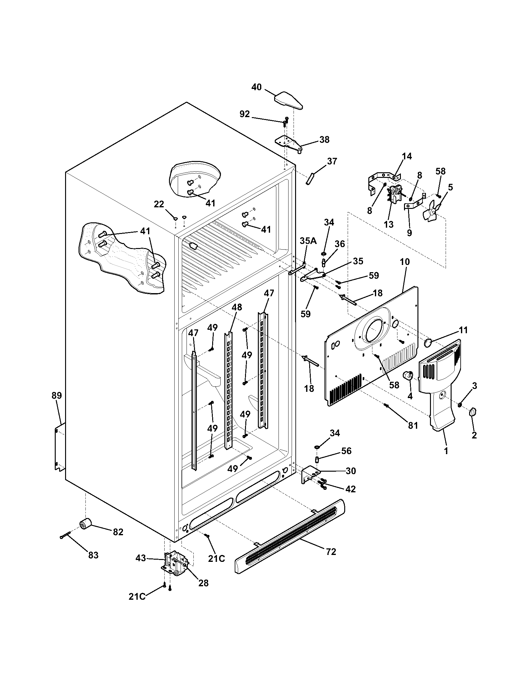 Kenmore 25374154407 cabinet diagram