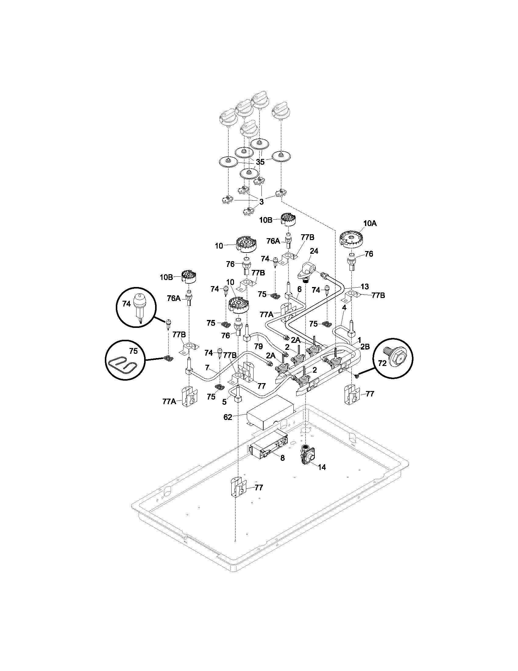 Frigidaire GLGC36S8CBB burner diagram