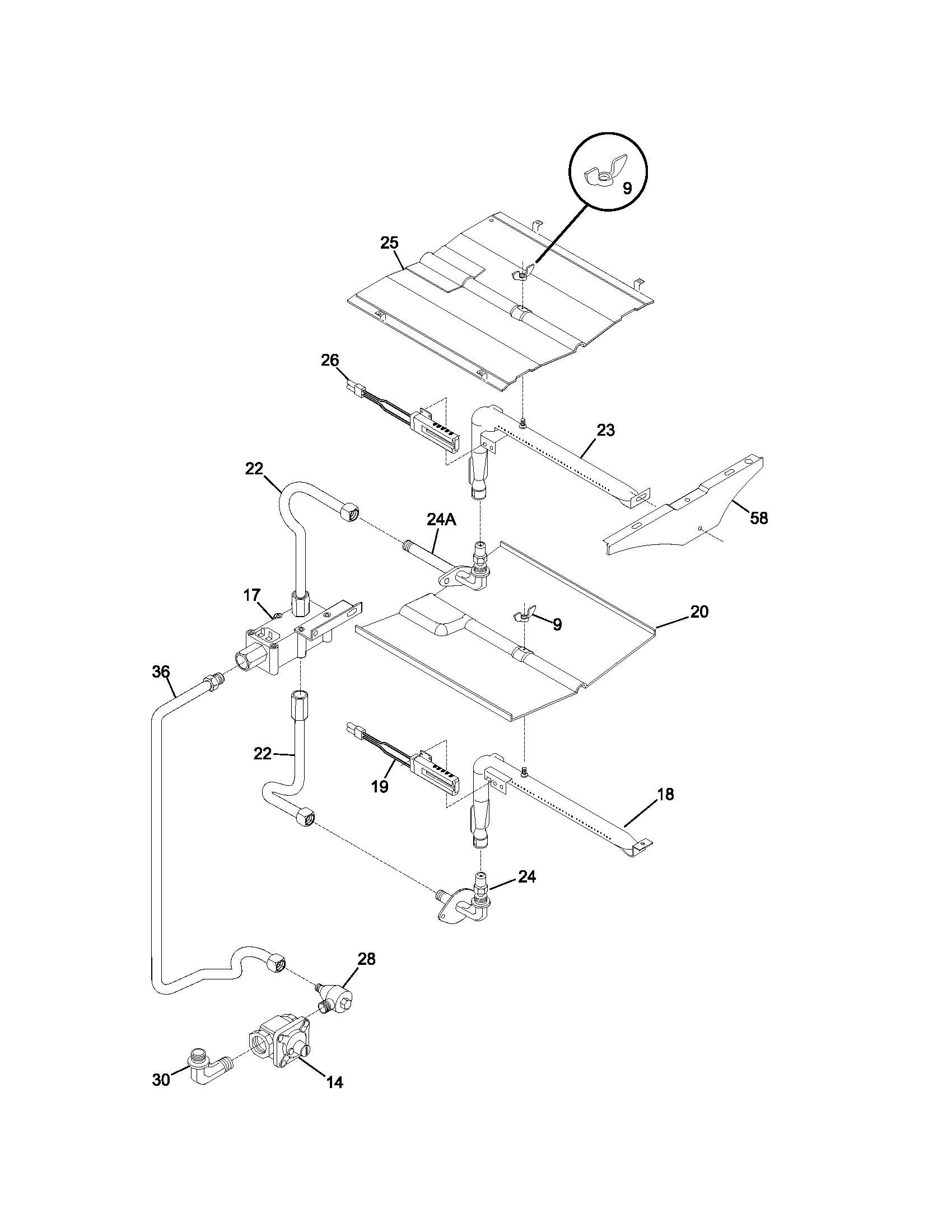 Frigidaire FGB24S5DCA burner diagram