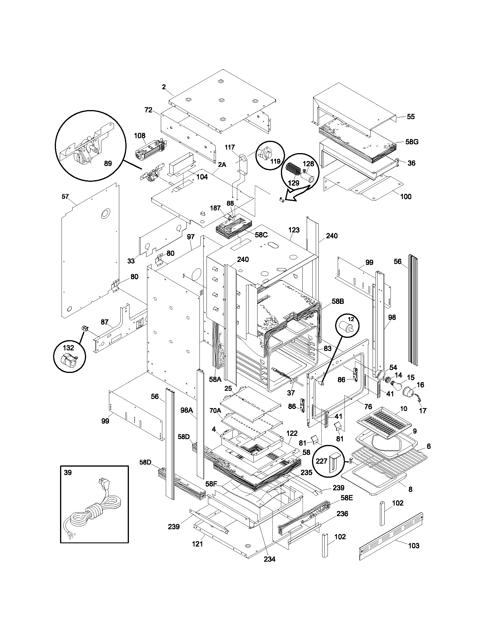Frigidaire FGB24S5DCA body diagram