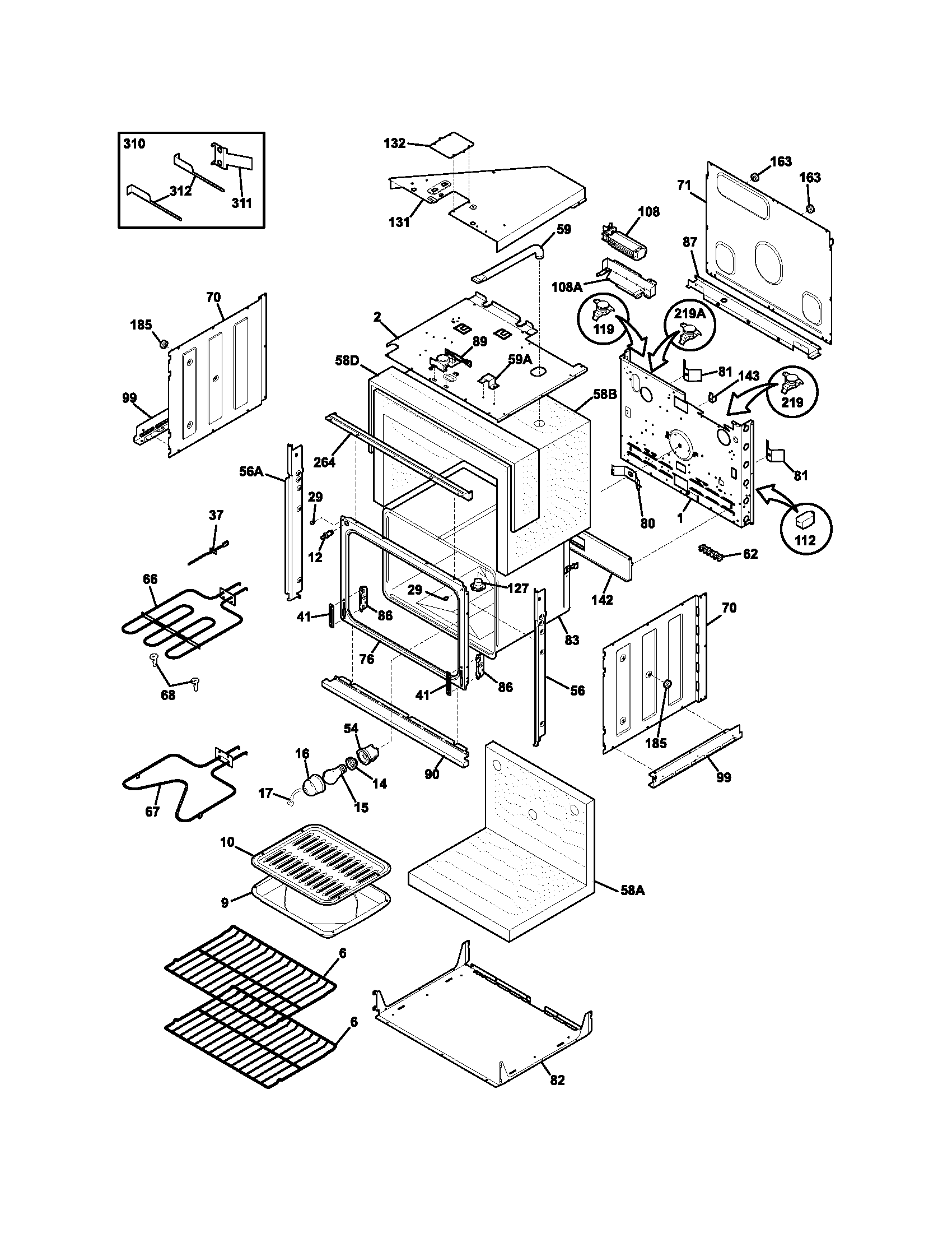 Frigidaire FEB27S5DSA body diagram