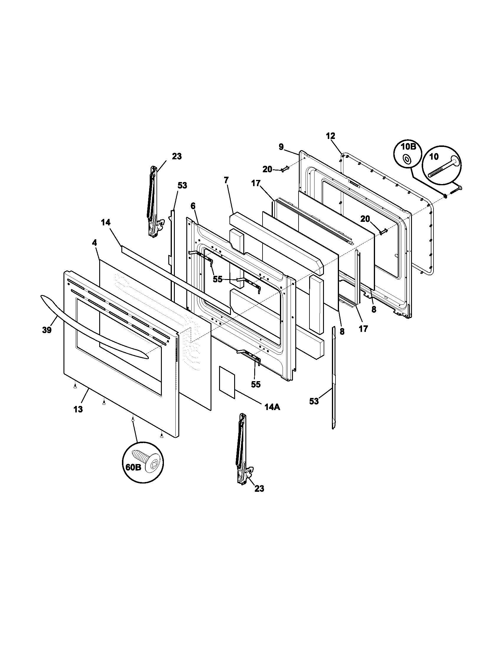 Frigidaire FGFB86DCA door diagram