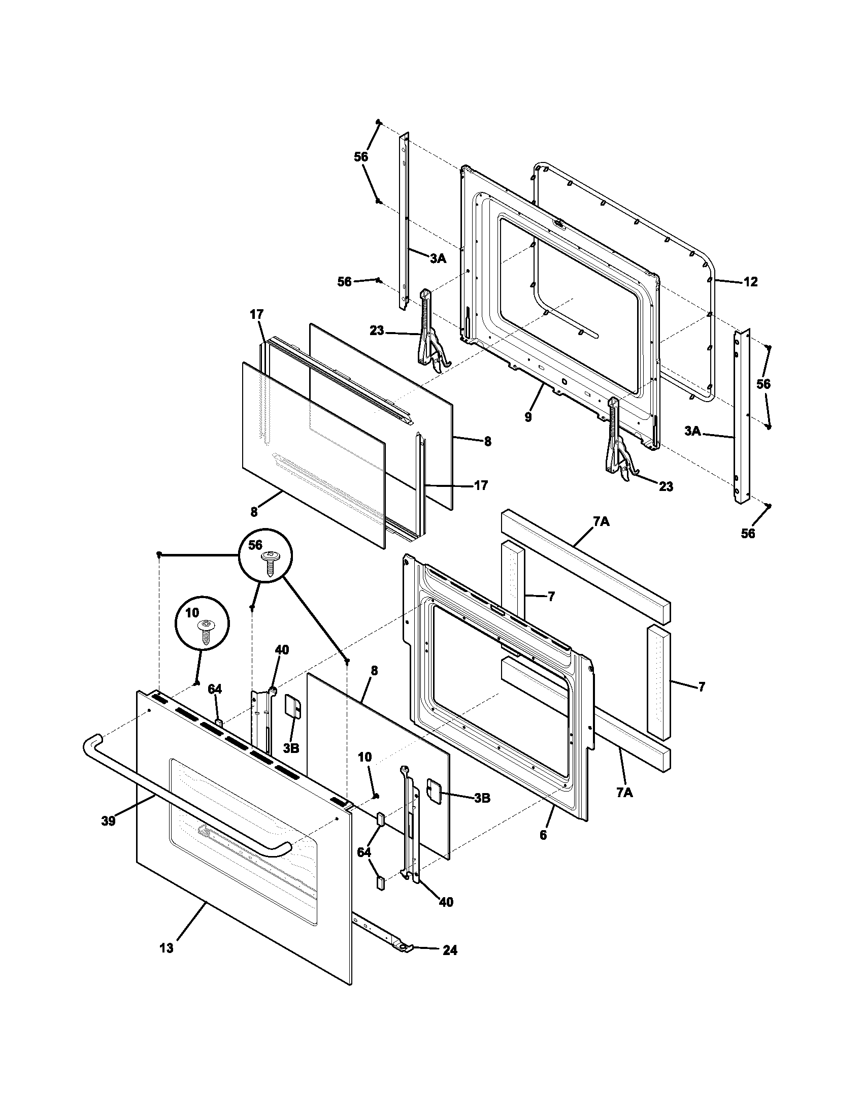 Frigidaire FEB30S7DCA door diagram