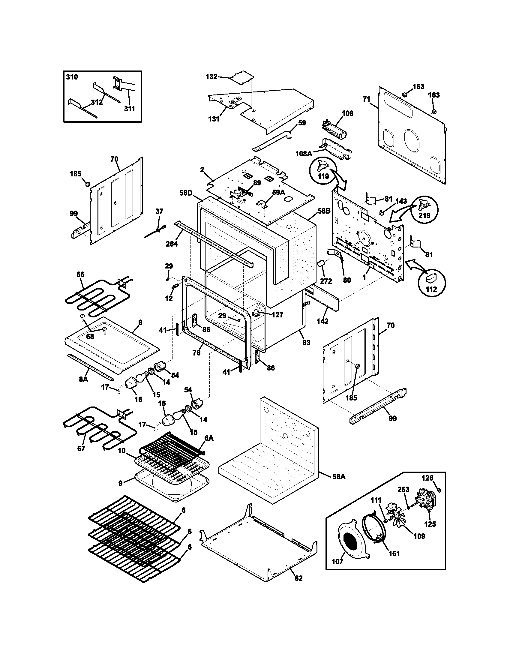 Frigidaire PLEB30T9DCA upper oven diagram