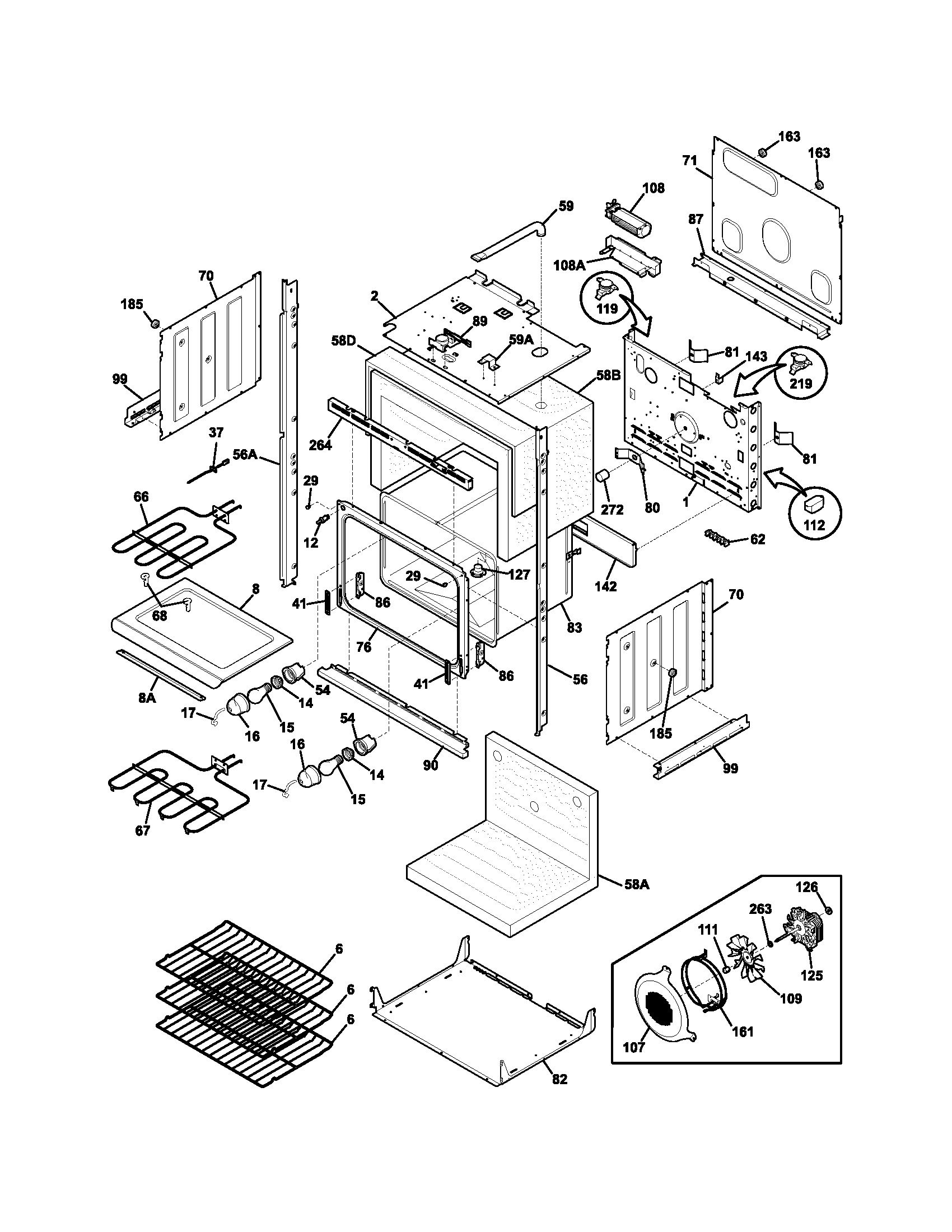 Frigidaire PLEB30T9DCA lower oven diagram