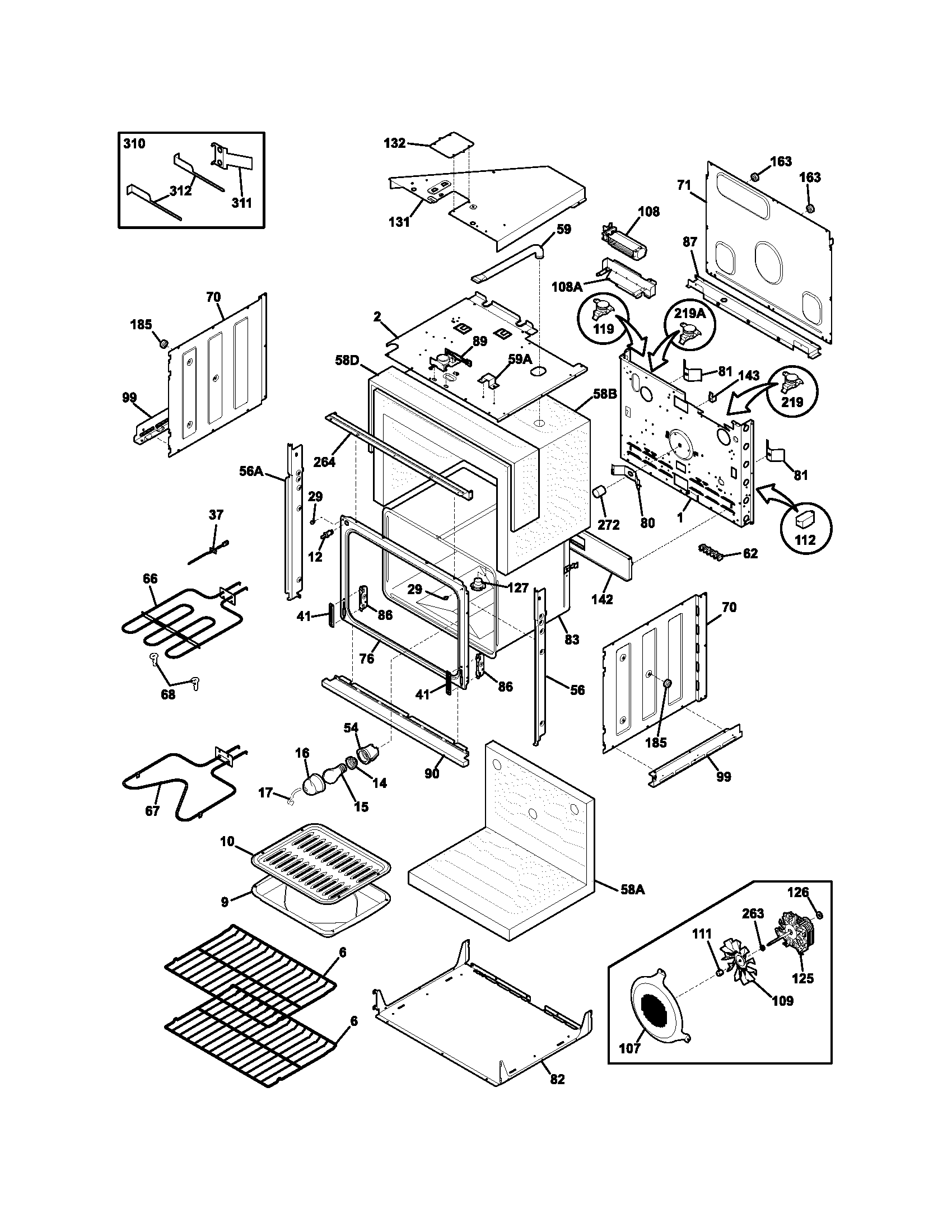 Frigidaire FEB27S6DBA body diagram
