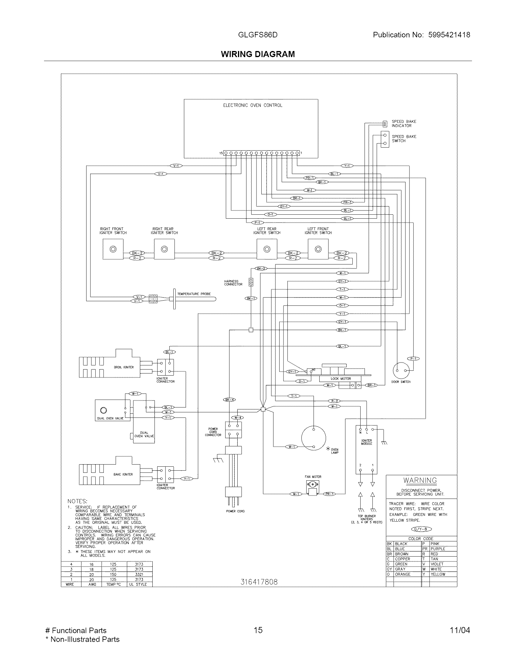 Frigidaire GLGFS86DSA wiring diagram diagram