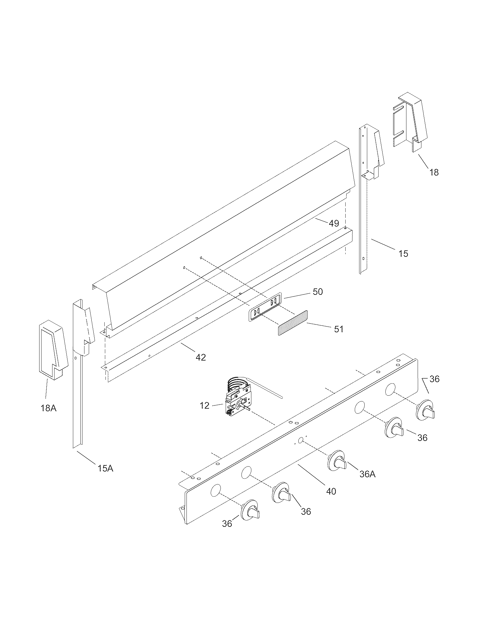 Tappan TGF602PGW3 backguard diagram