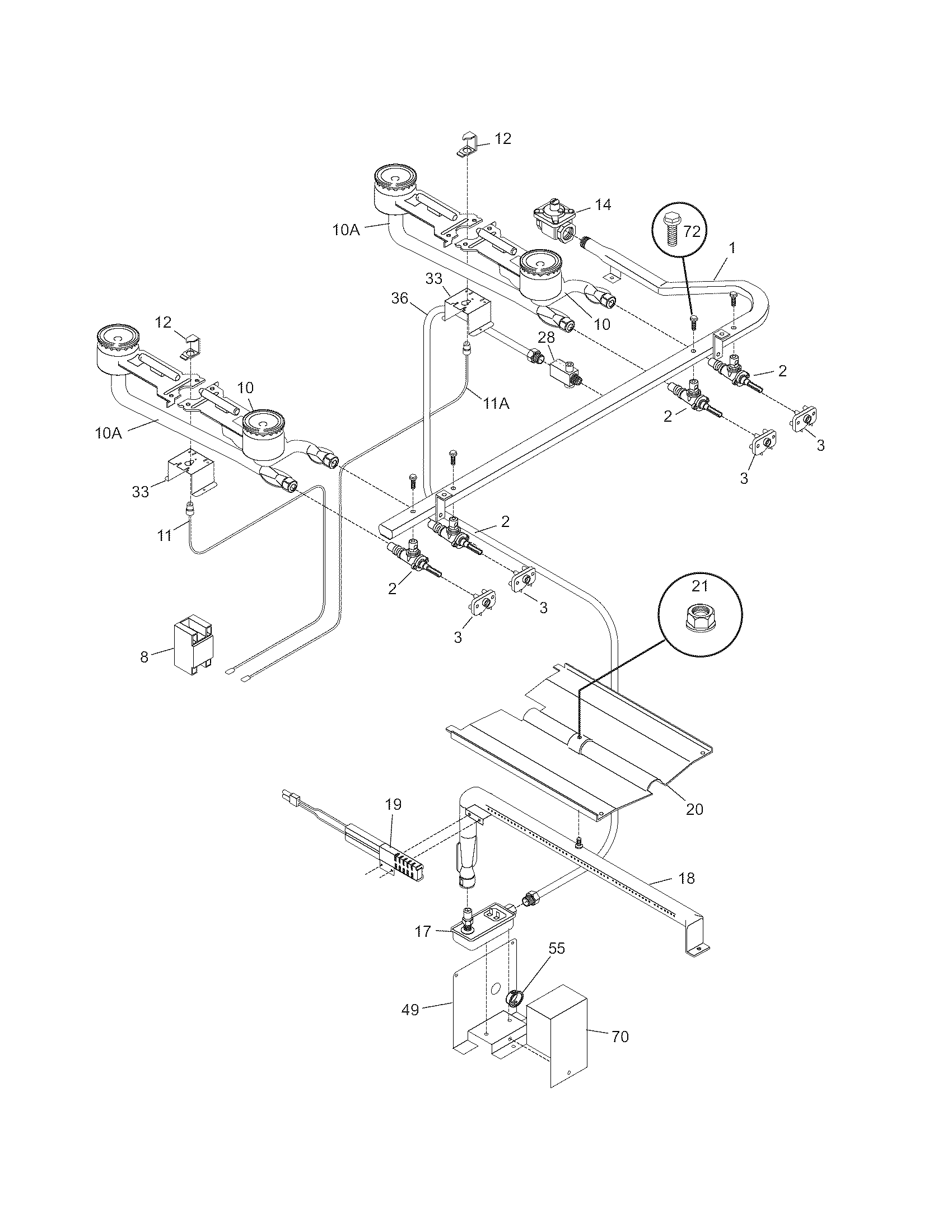 Tappan TGF602PGW3 burner diagram