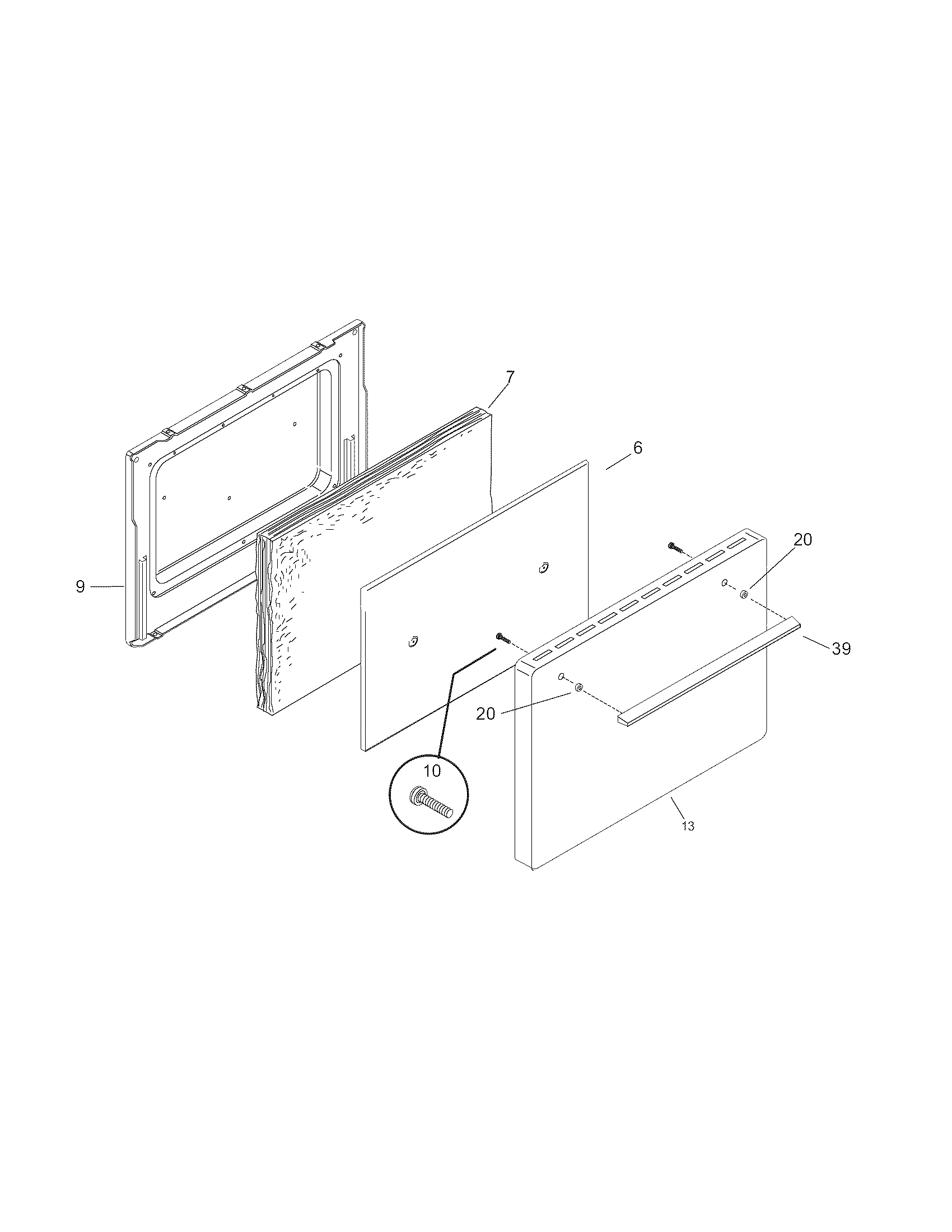 Tappan TGF602PGW3 door diagram
