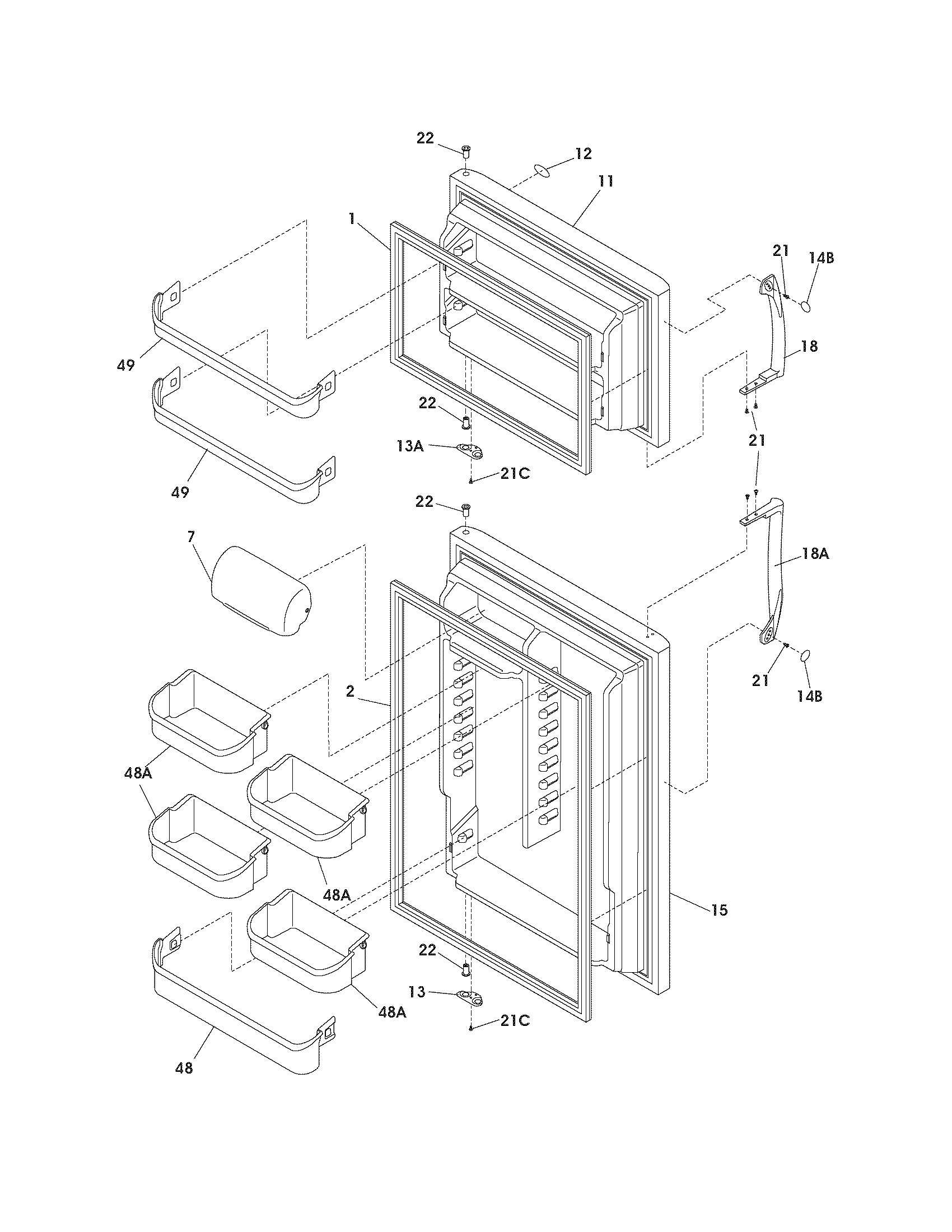 Frigidaire FRT18IL6DS6 door diagram