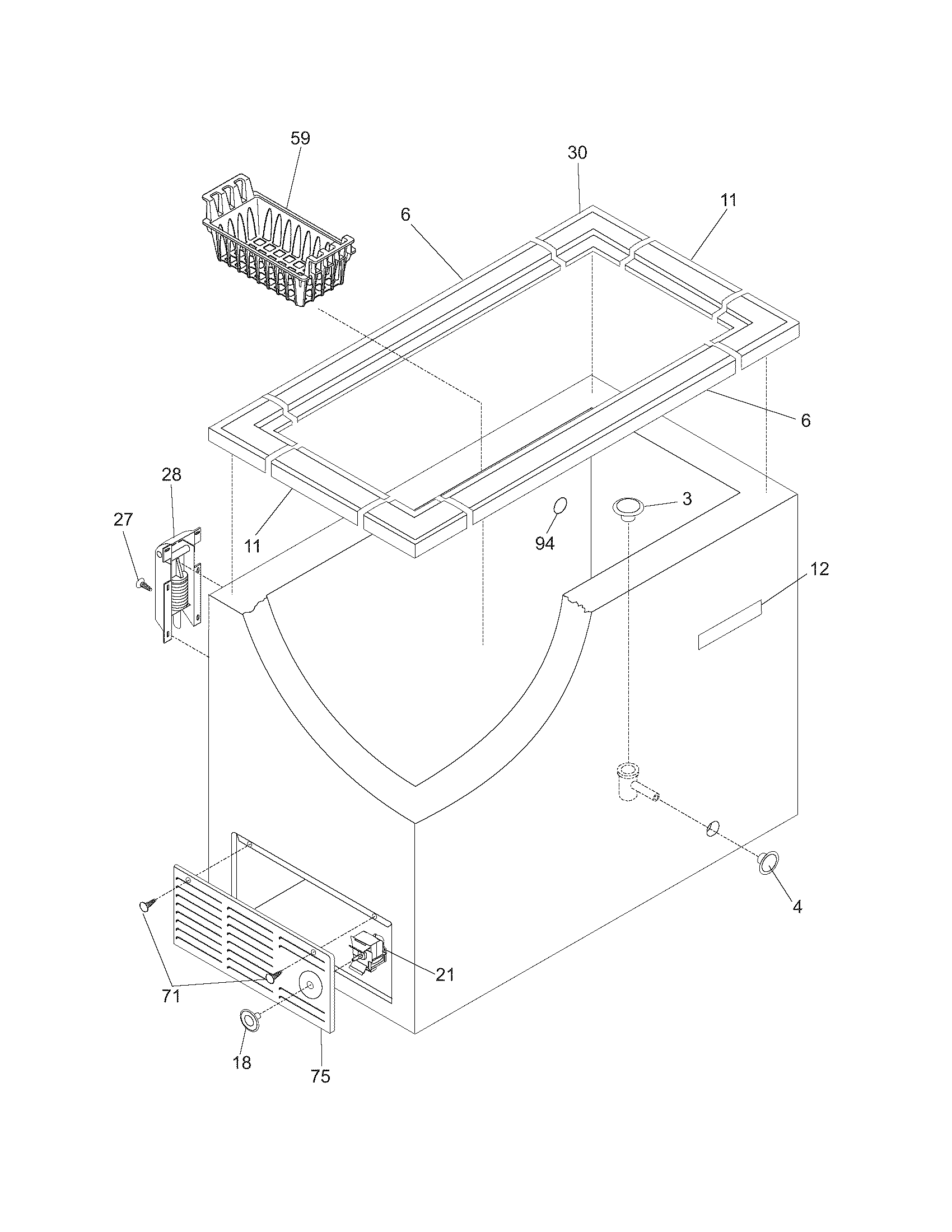Frigidaire FFC07K0DW1 cabinet diagram