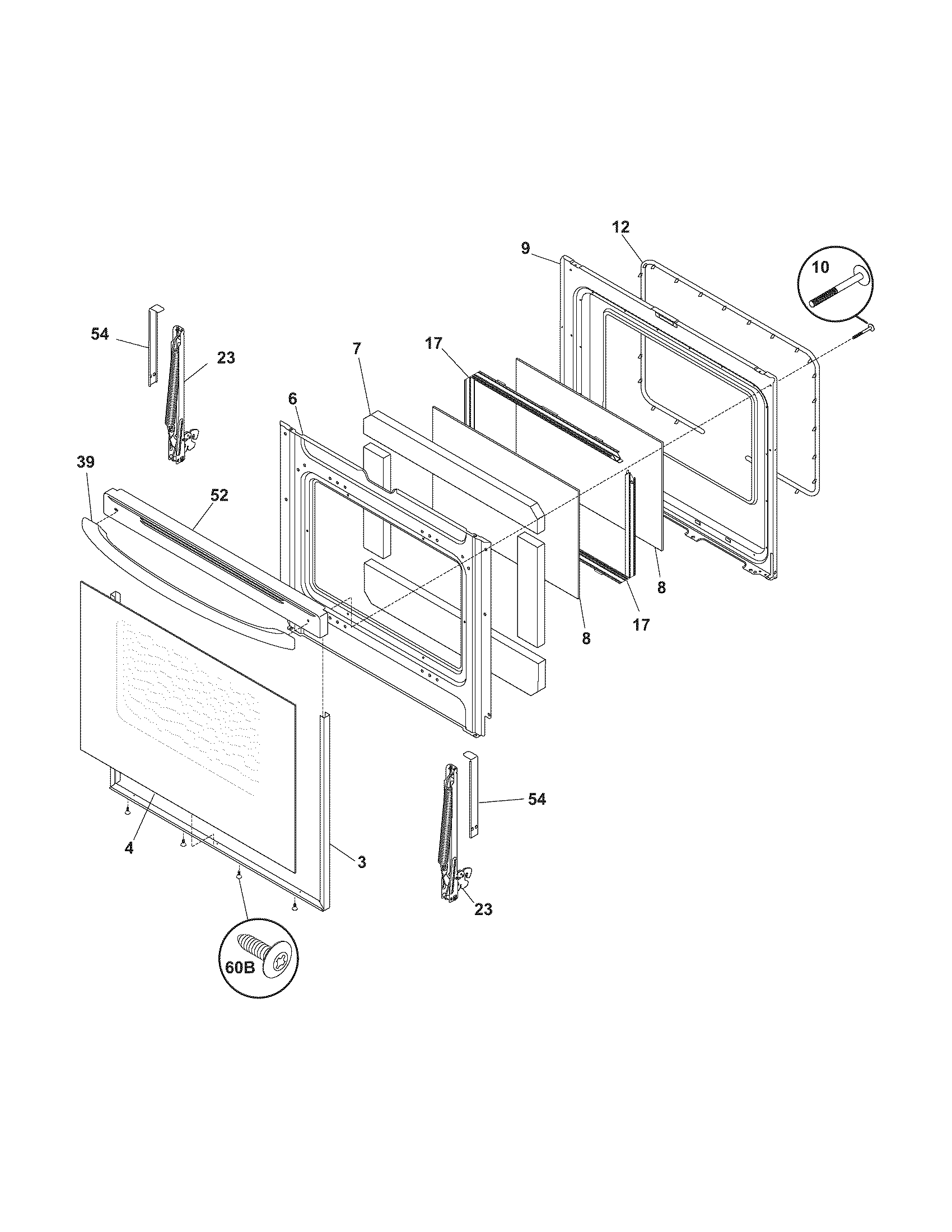 Frigidaire FEFS66DQB door diagram