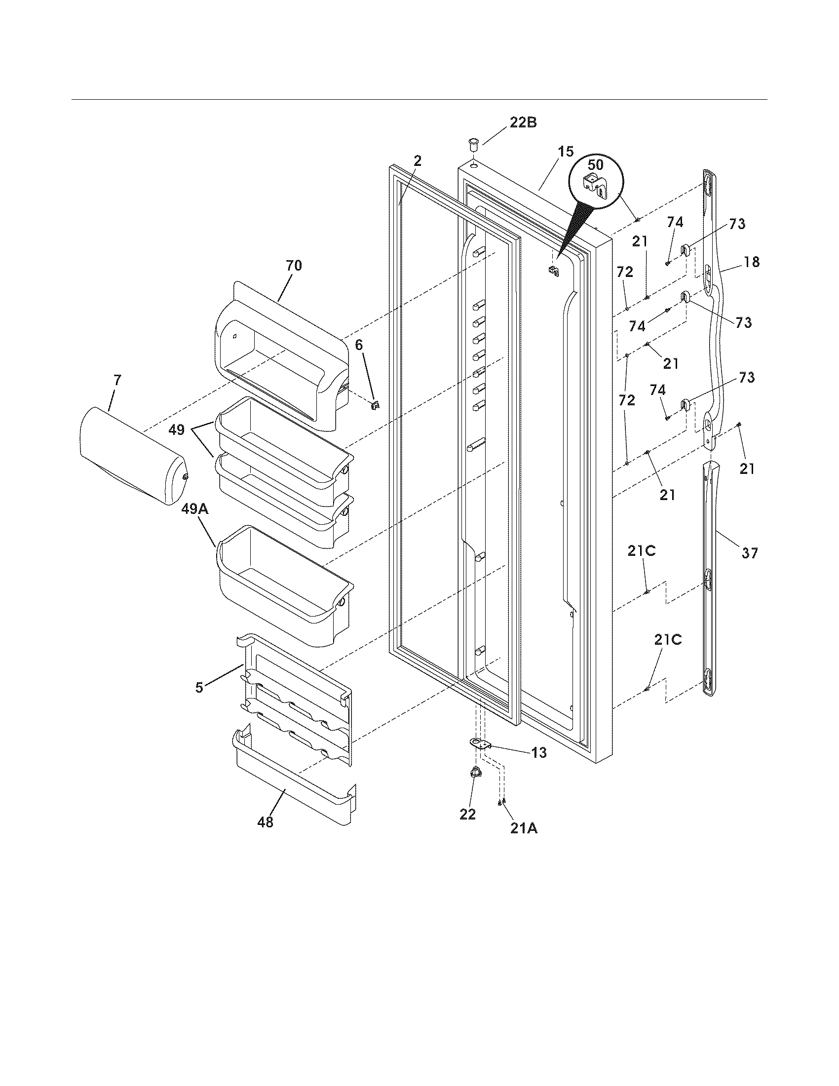 Frigidaire FSC23R5DSB4 refrigerator door diagram