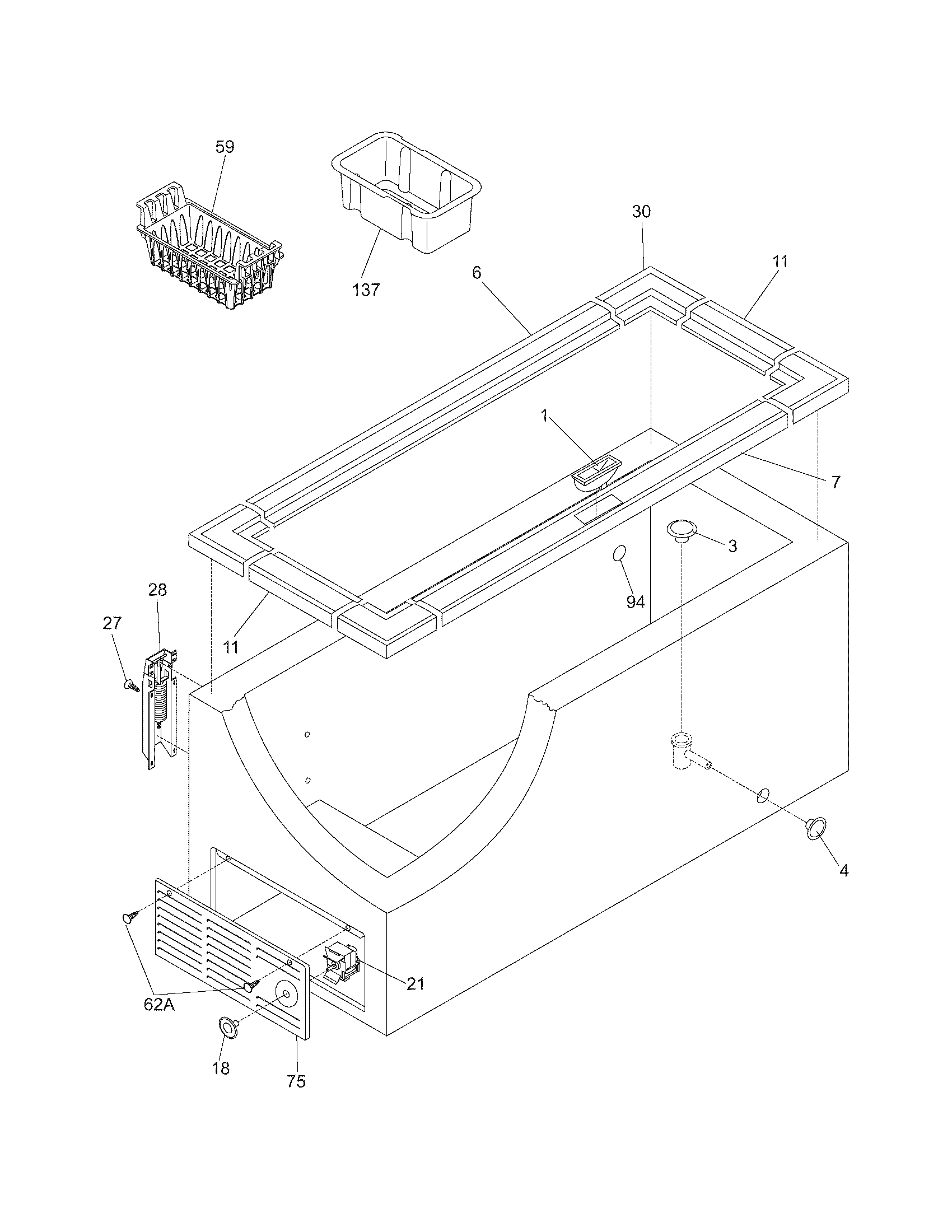 Frigidaire FFC13K1CW1 cabinet diagram