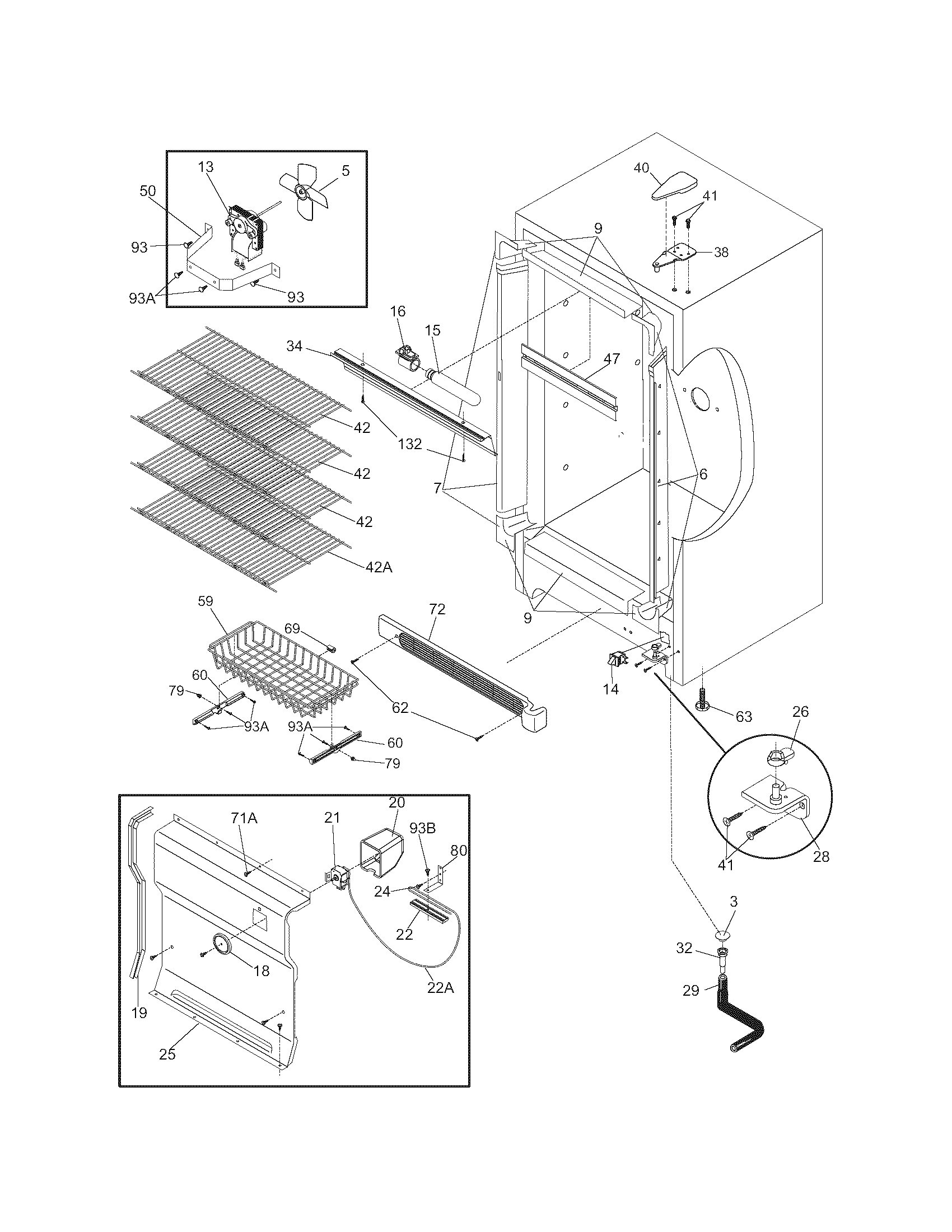 Frigidaire FFU17FC5CW3 cabinet diagram