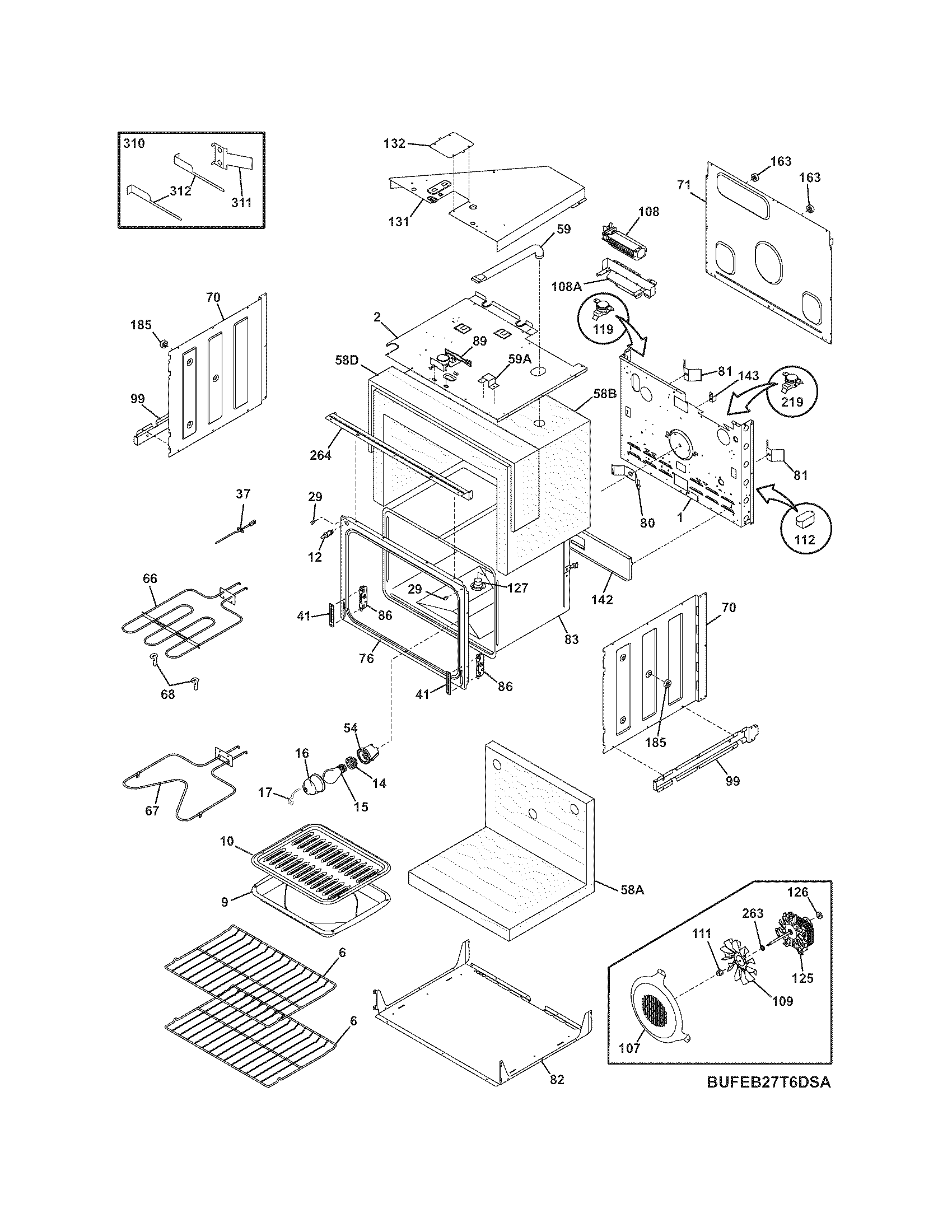 Frigidaire FEB27T6DSA upper oven diagram