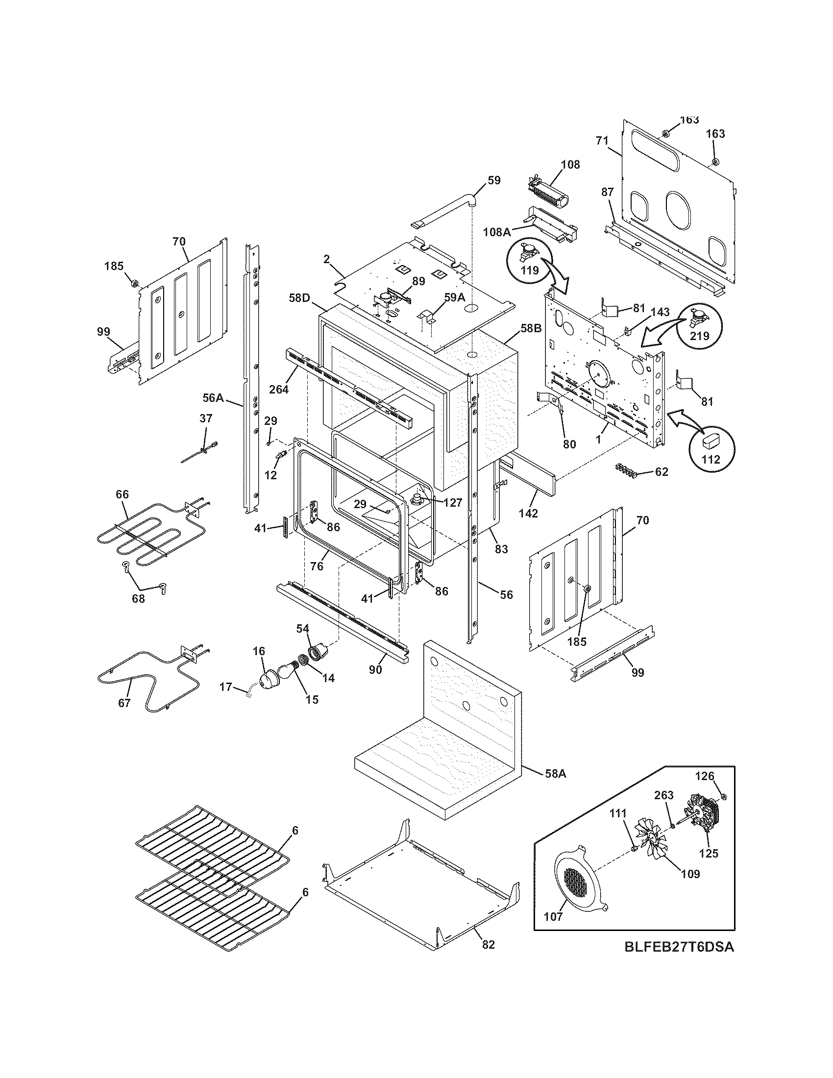 Frigidaire FEB27T6DSA lower oven diagram