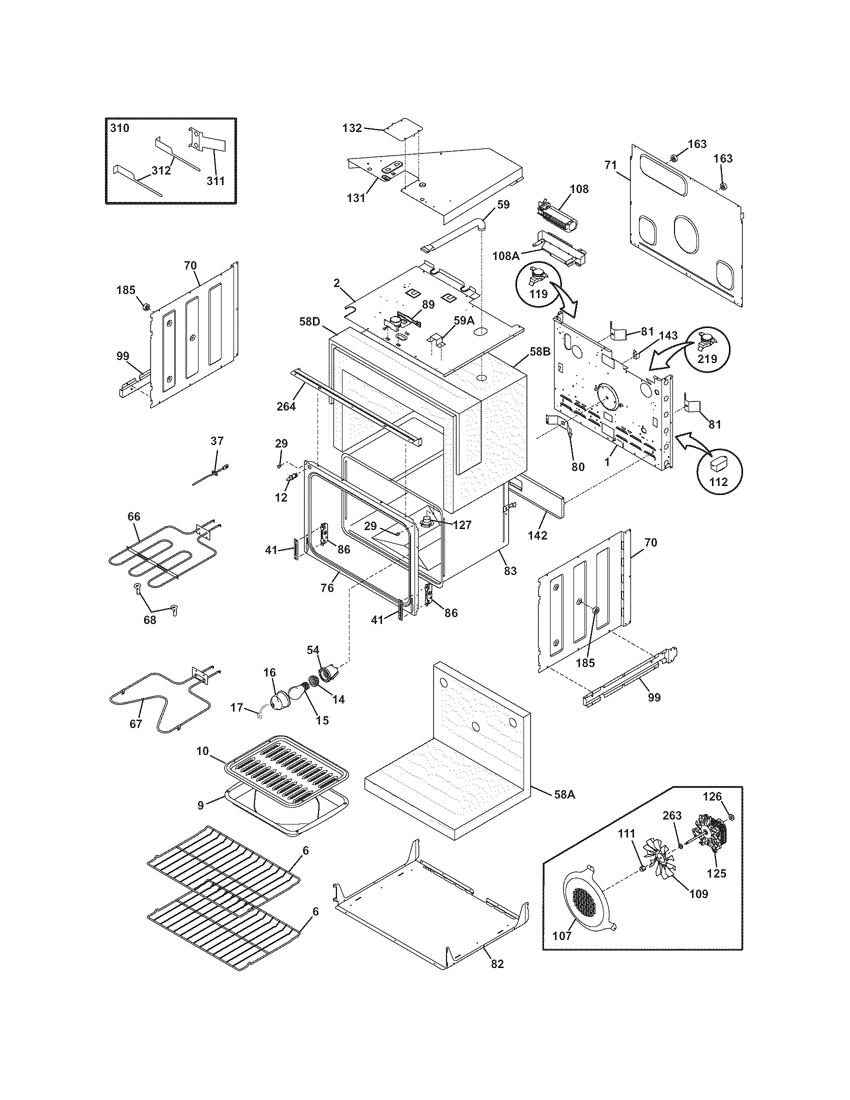 Frigidaire FEB27T6DCA upper oven diagram