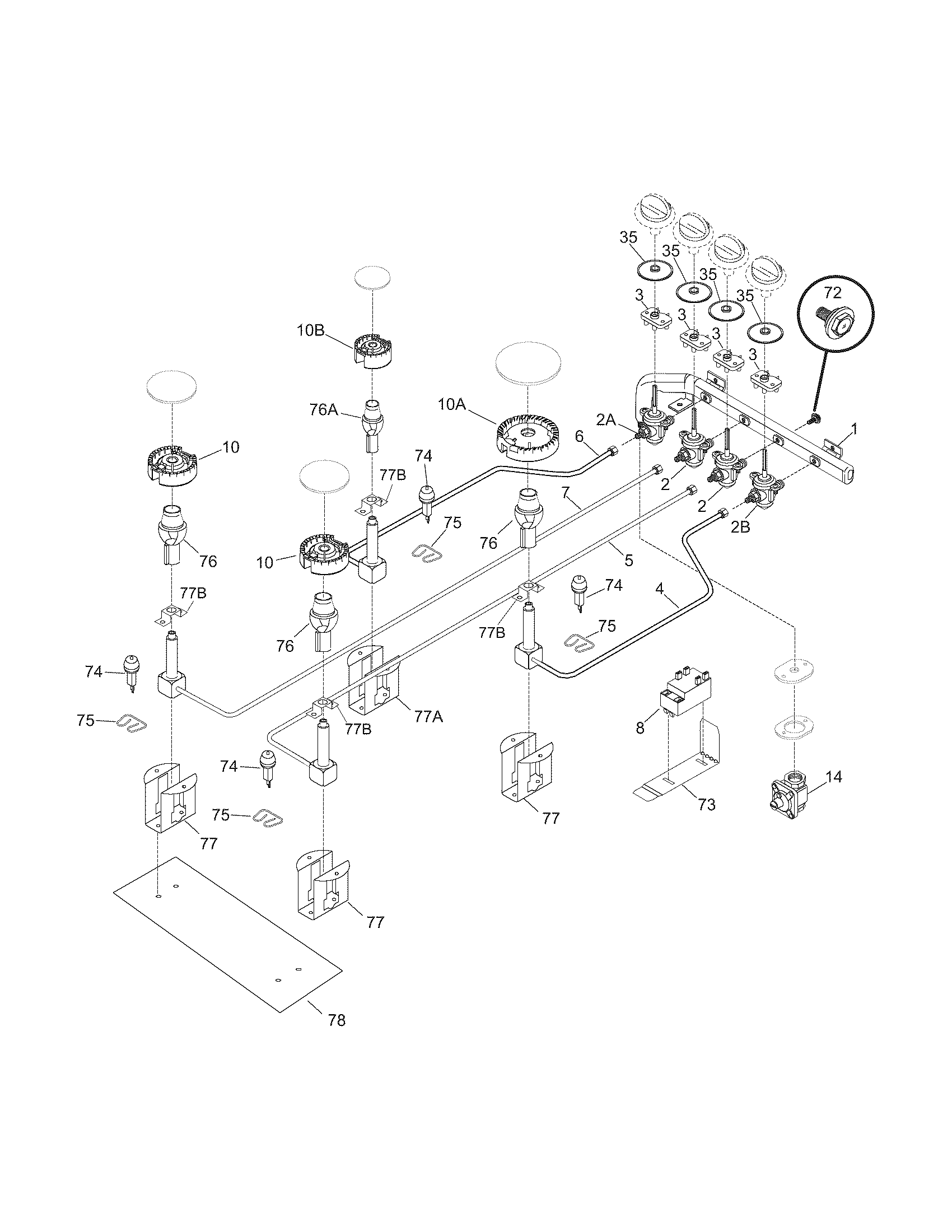 Frigidaire FGC30S4ASC burner diagram