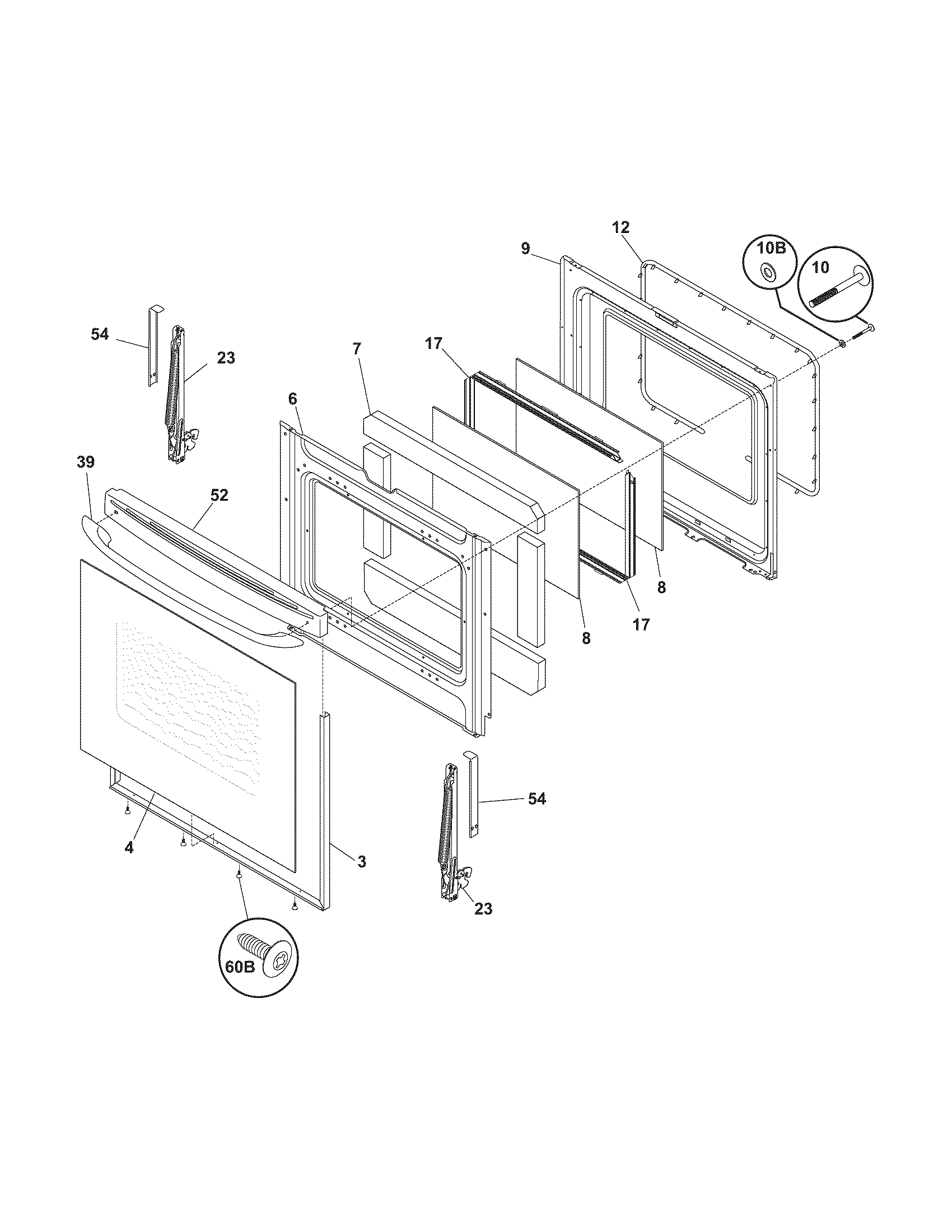 Frigidaire FGF365DQA door diagram