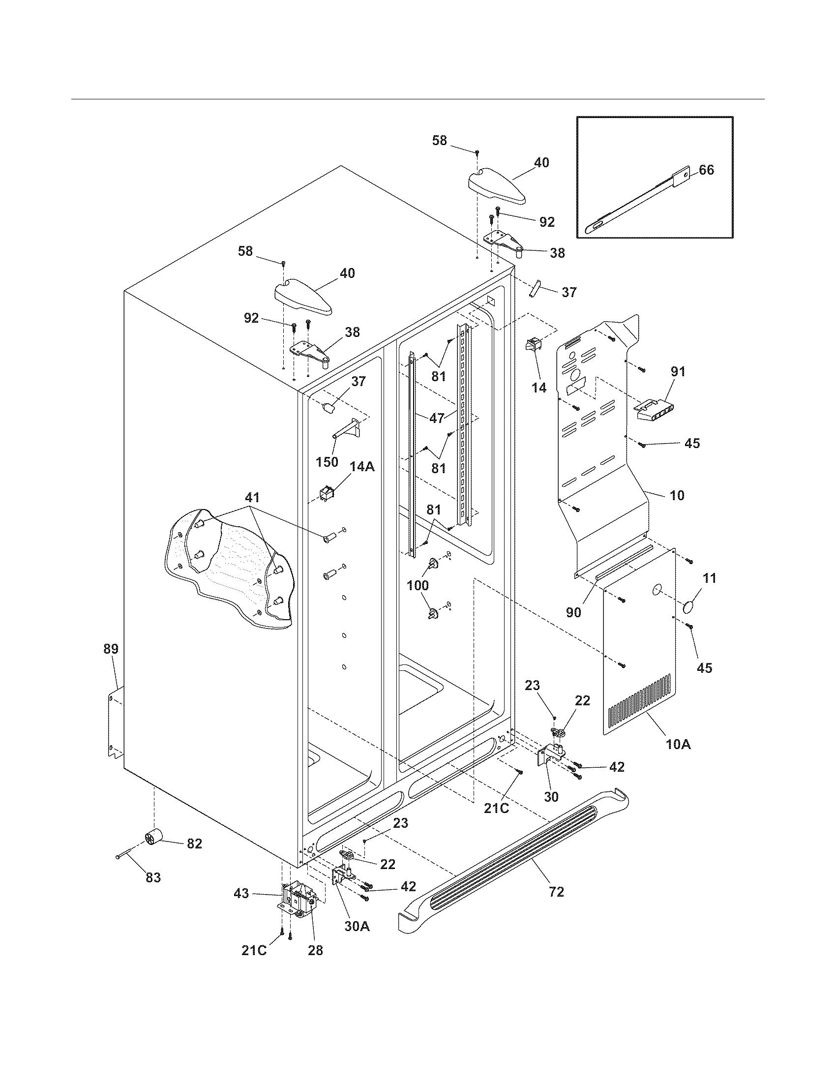 Frigidaire FRS26LF8CS4 cabinet diagram