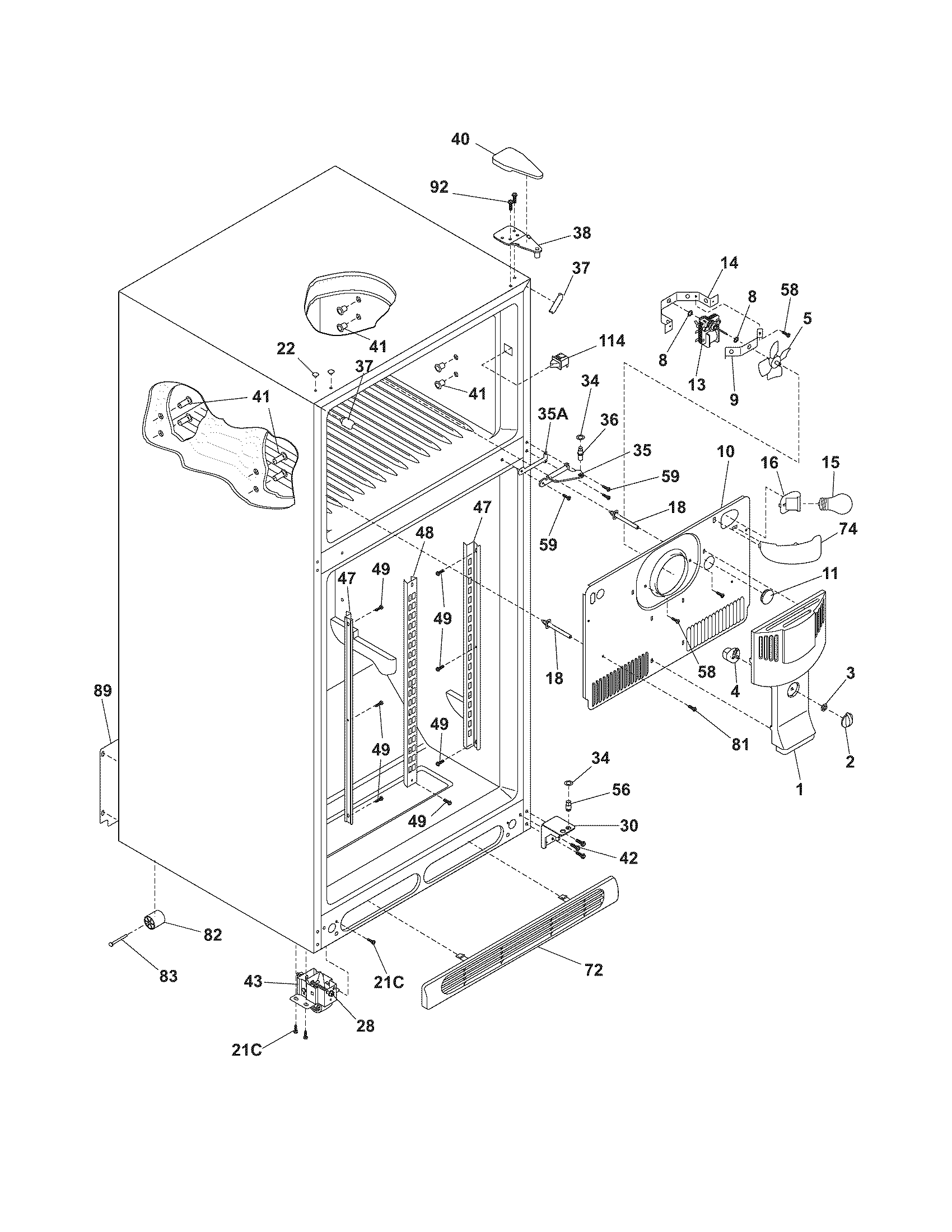Frigidaire FRT21LR8DS1 cabinet diagram