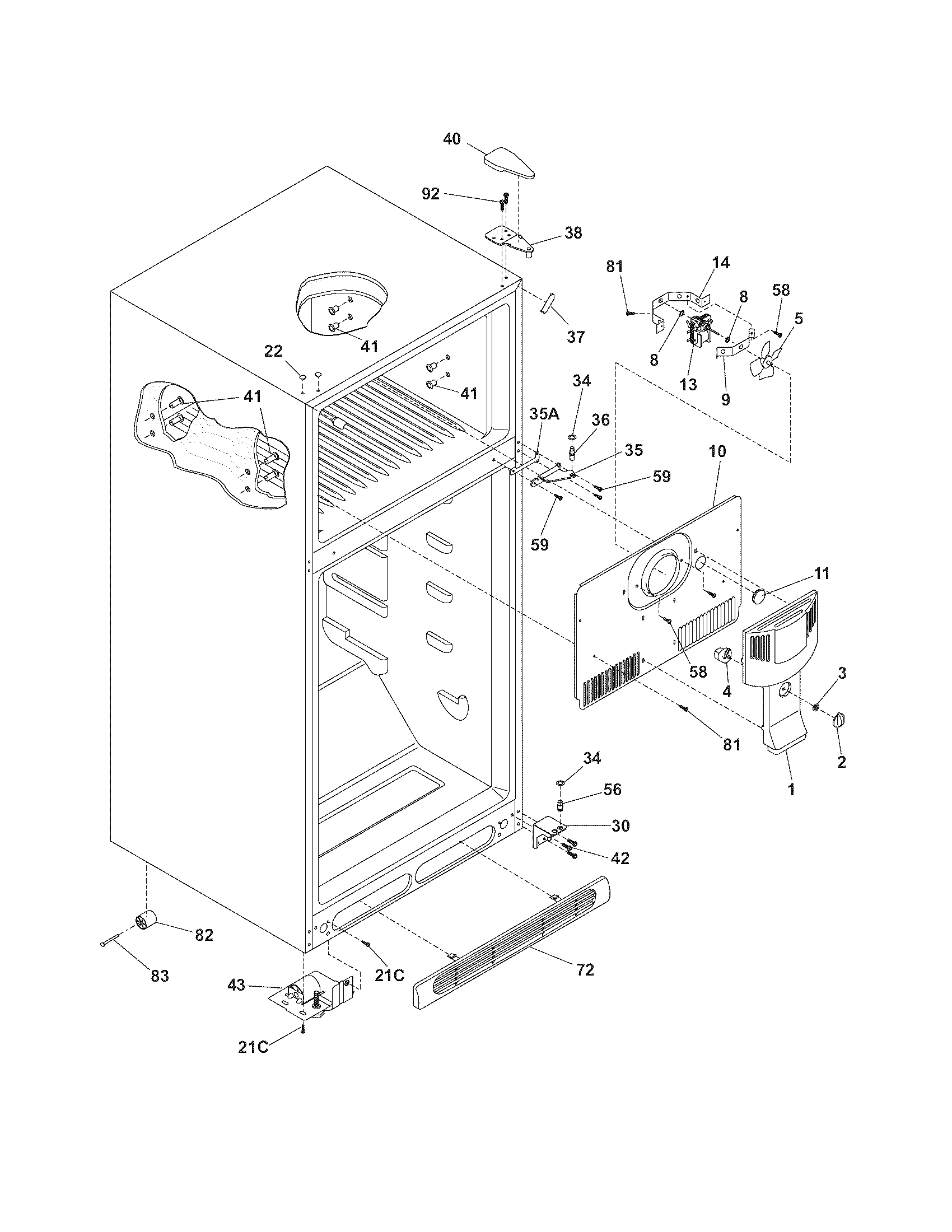 Frigidaire FRT21FG4DW1 cabinet diagram