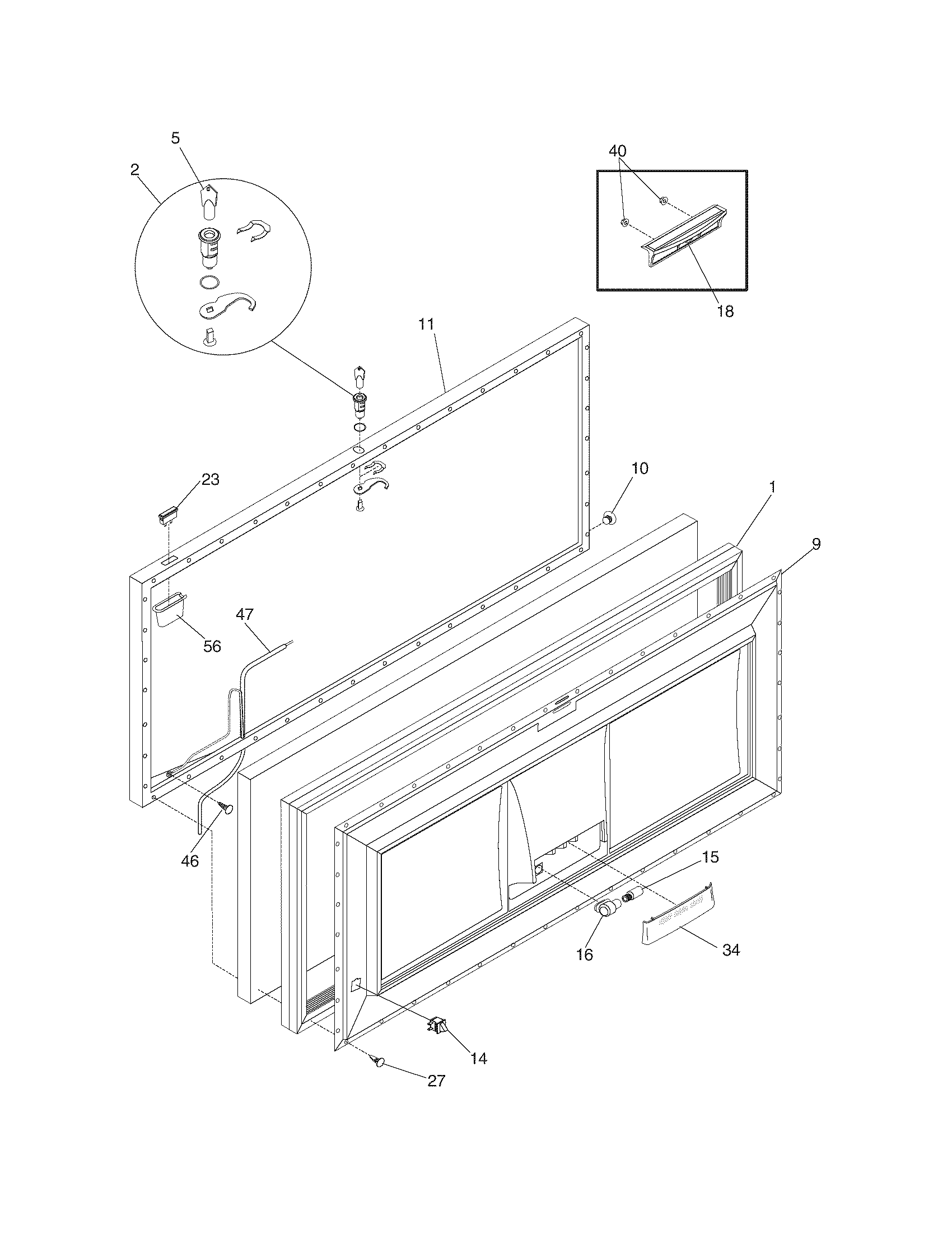 Universal/Multiflex (Frigidaire) CFC13M5AW4 door diagram