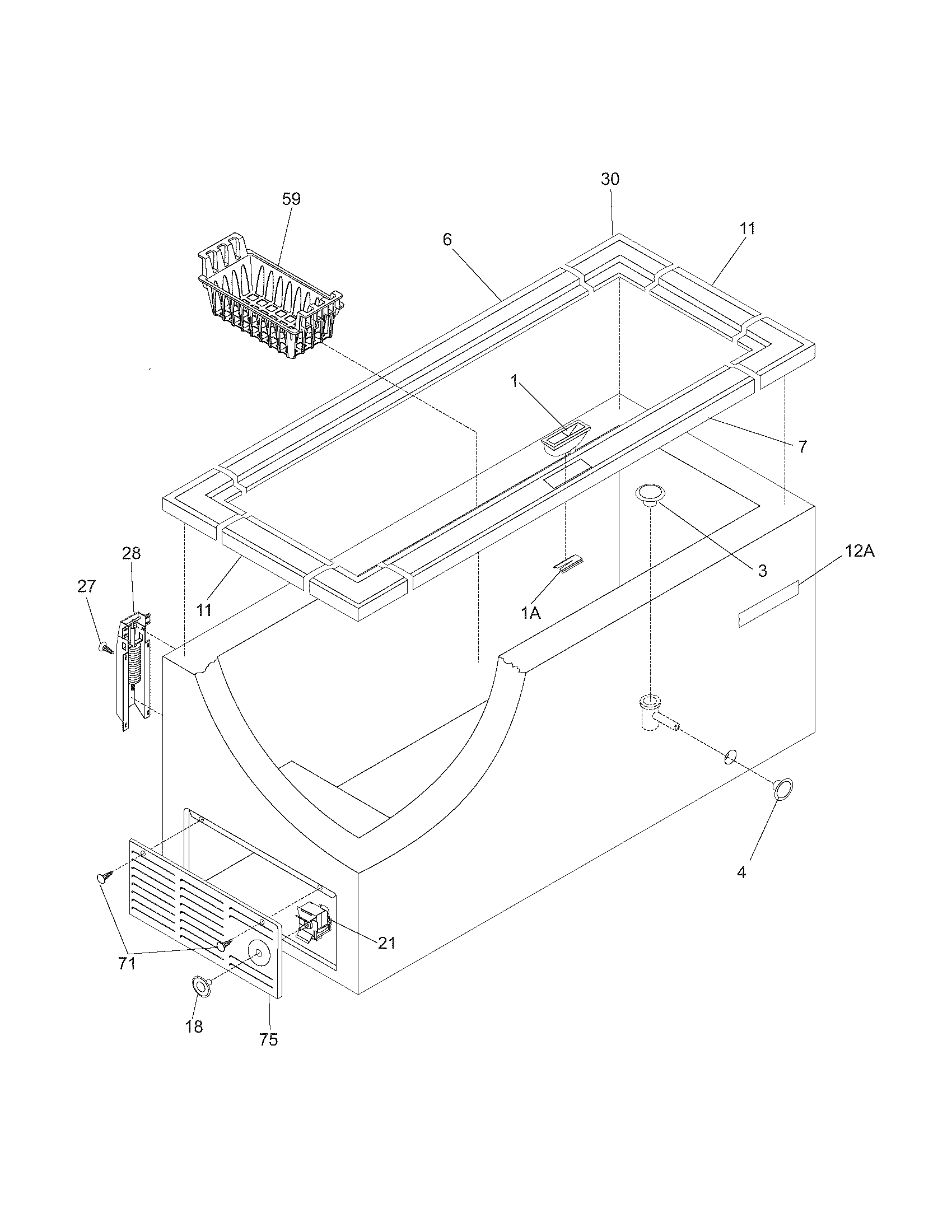 White-Westinghouse WFC15K2BW3 cabinet diagram