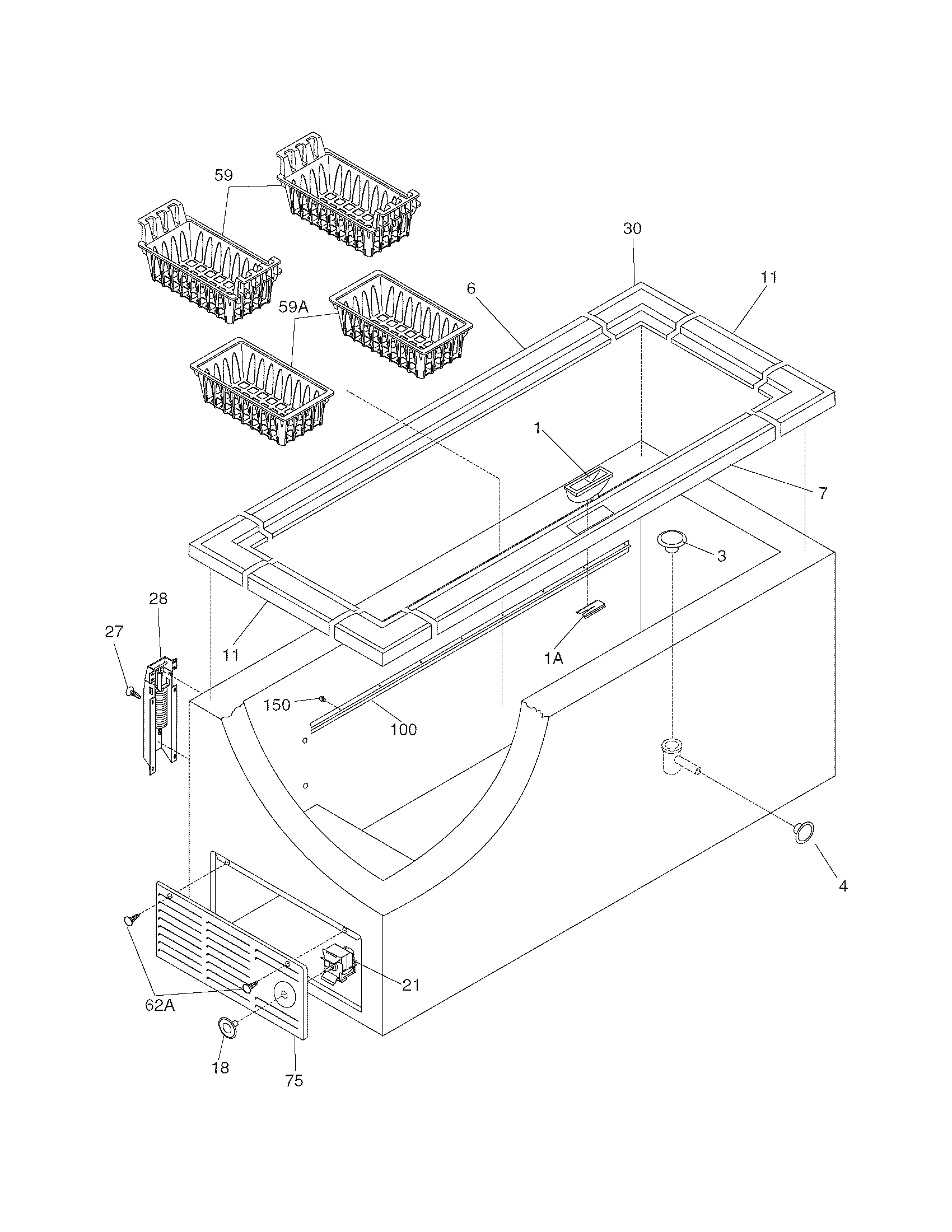 Frigidaire FFC13C6CW2 cabinet diagram