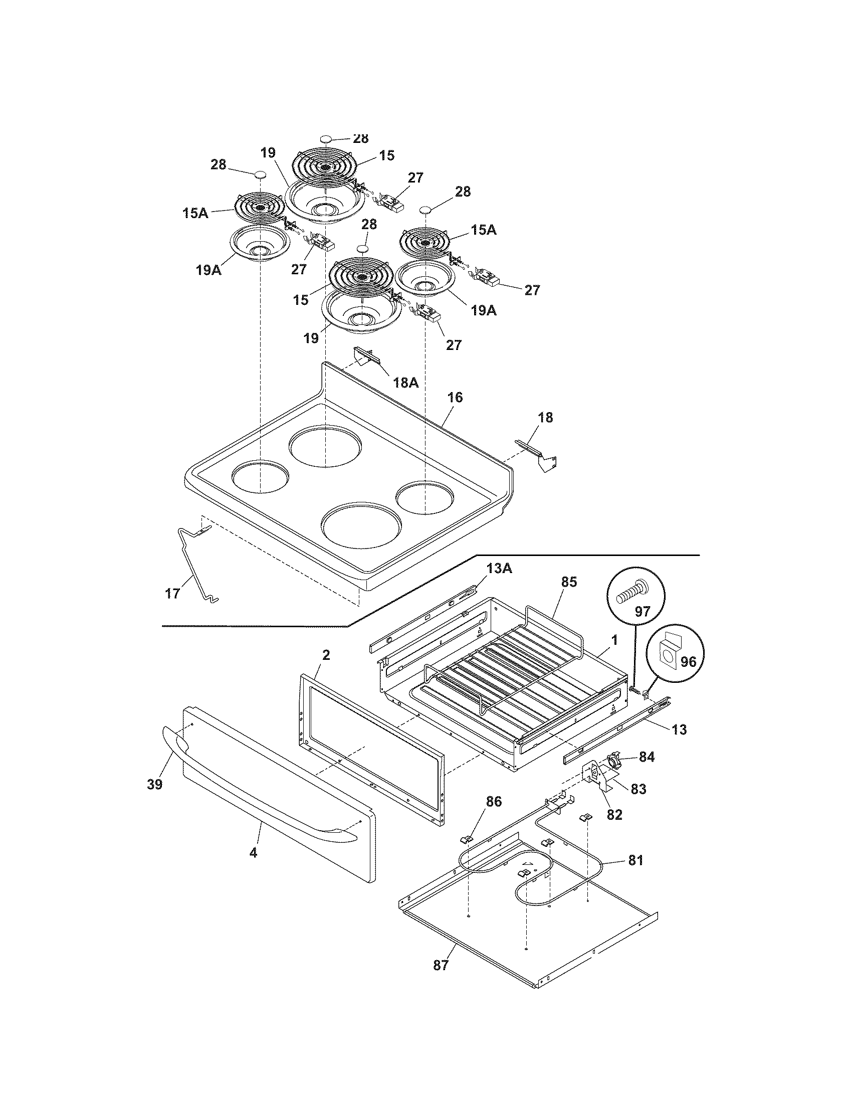 Kenmore 79094213401 top/drawer diagram
