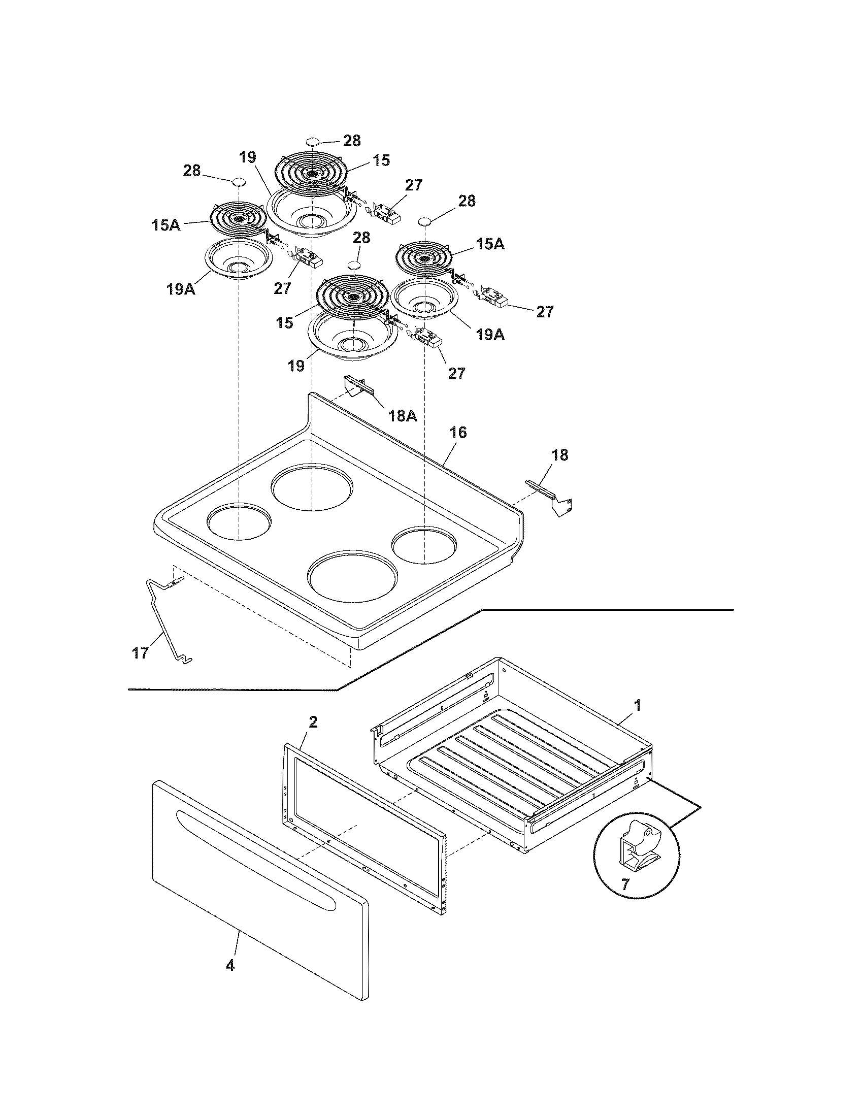 Kenmore 79094119401 top/drawer diagram