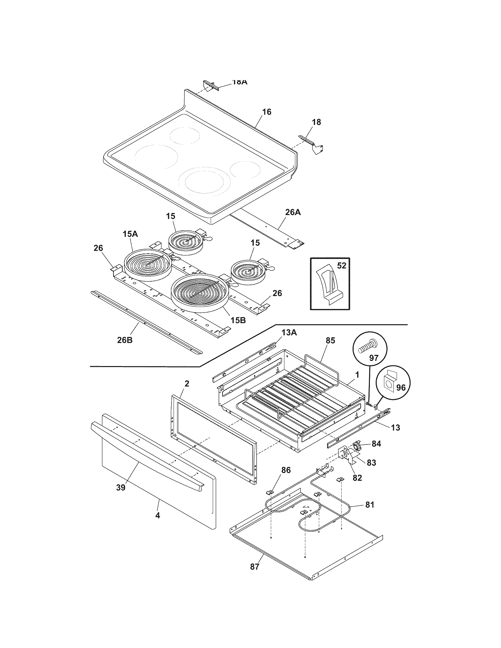 Kenmore 79096512401 top/drawer diagram