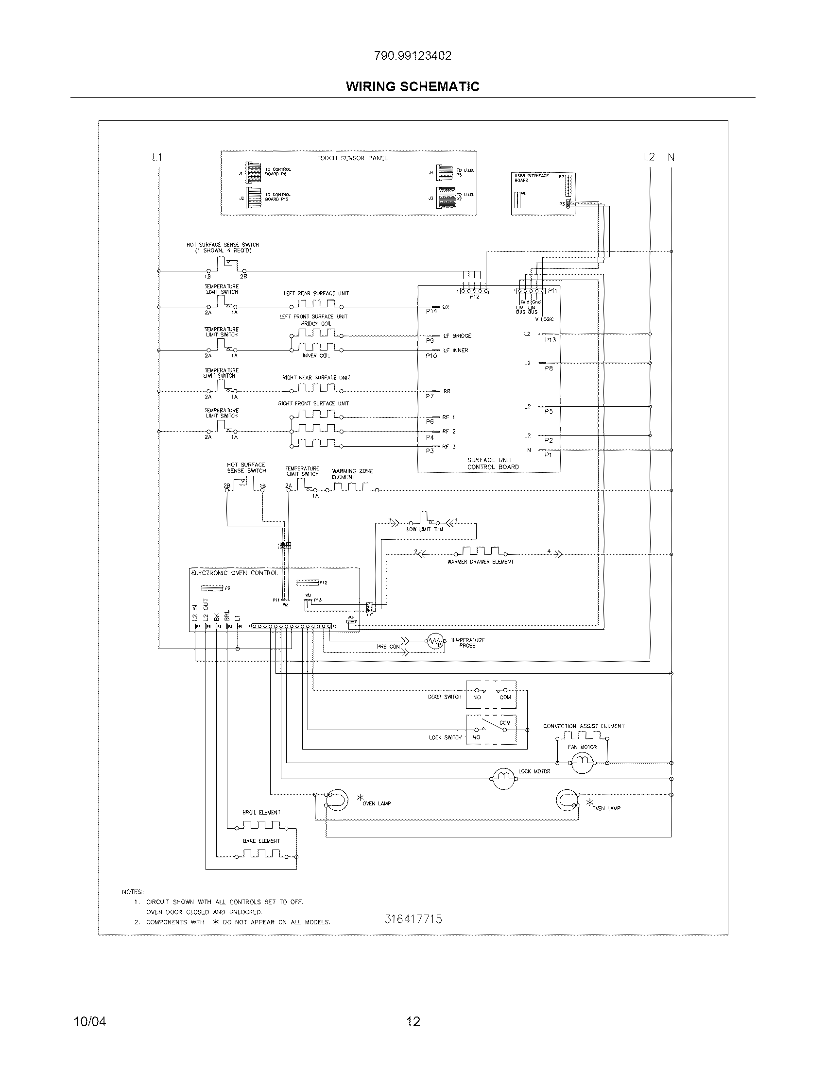 Kenmore Elite 79099123402 wiring schematic diagram