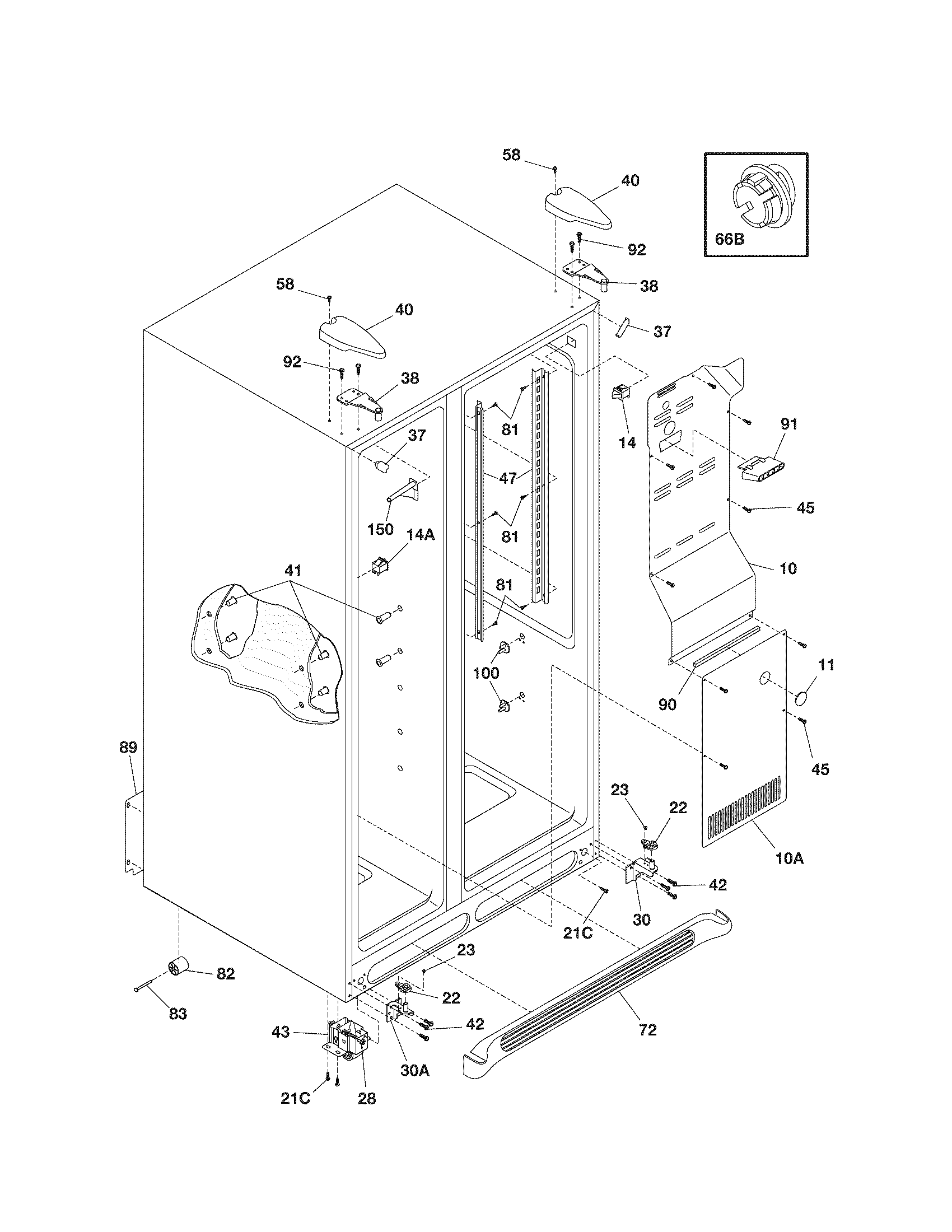Kenmore 25356519401 cabinet diagram