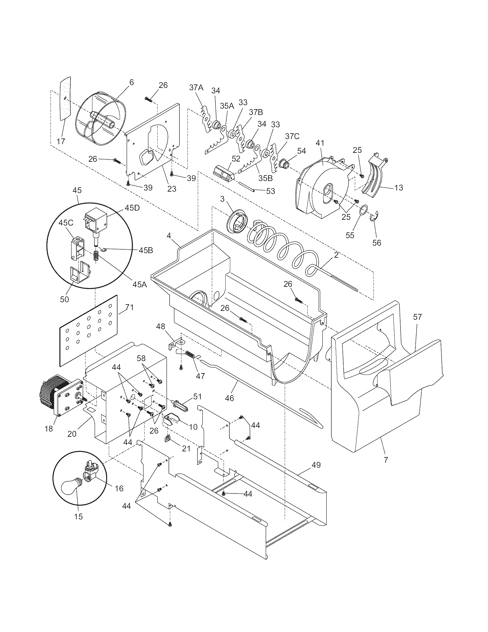 Kenmore 25356519401 ice container diagram