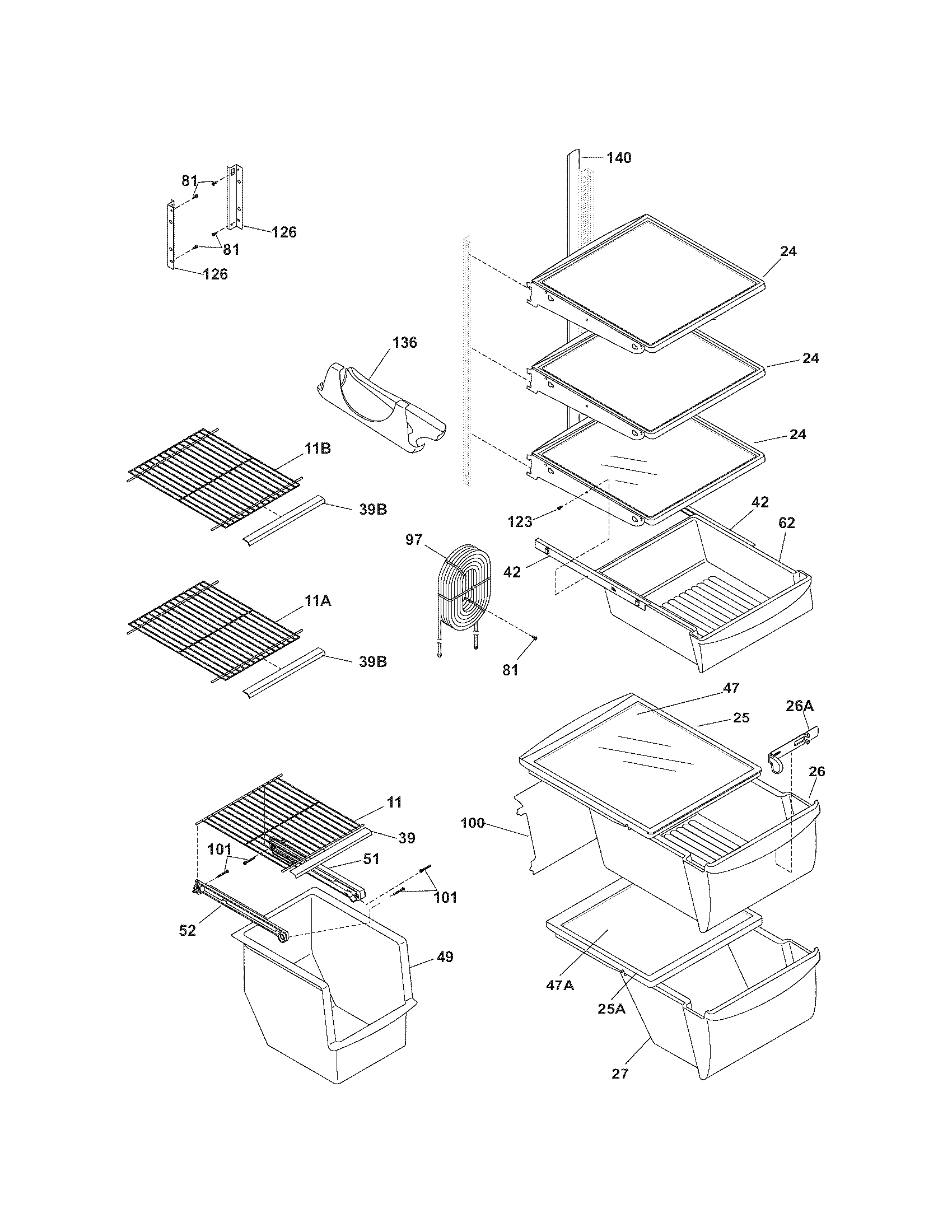 Kenmore 25356522401 shelves diagram
