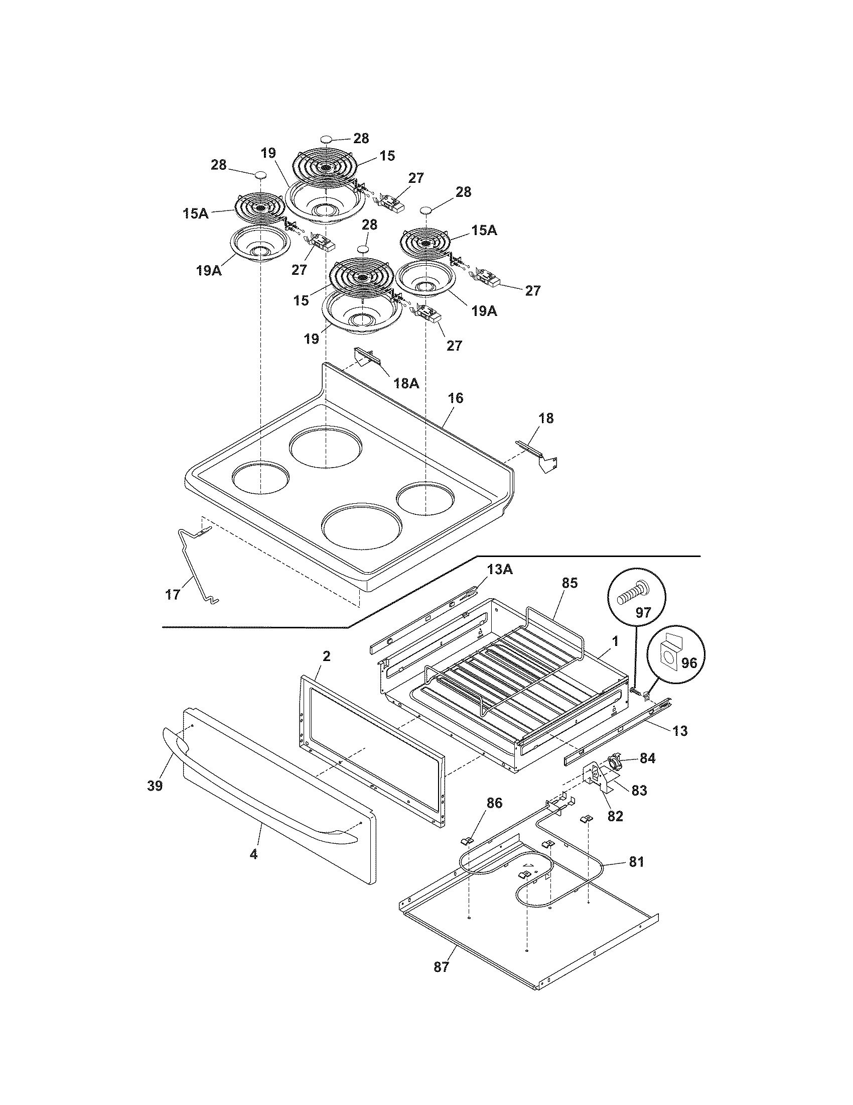 Kenmore 79094213403 top/drawer diagram