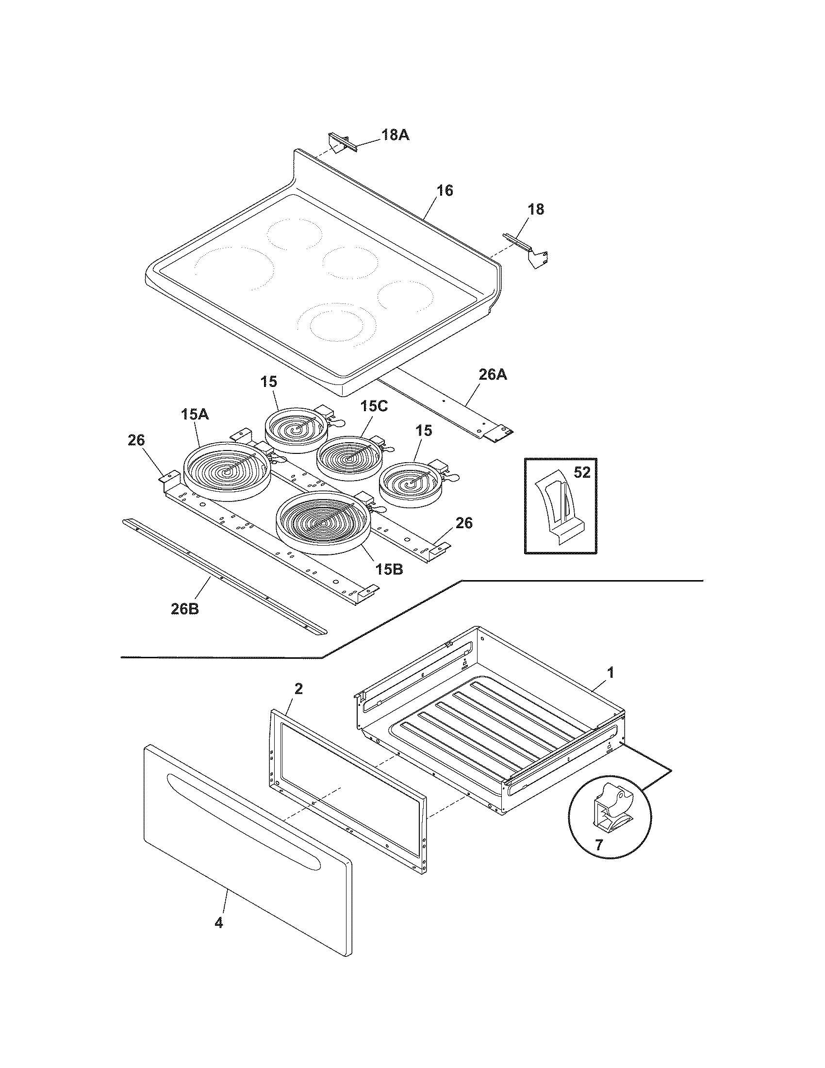 Kenmore 79096229403 top/drawer diagram