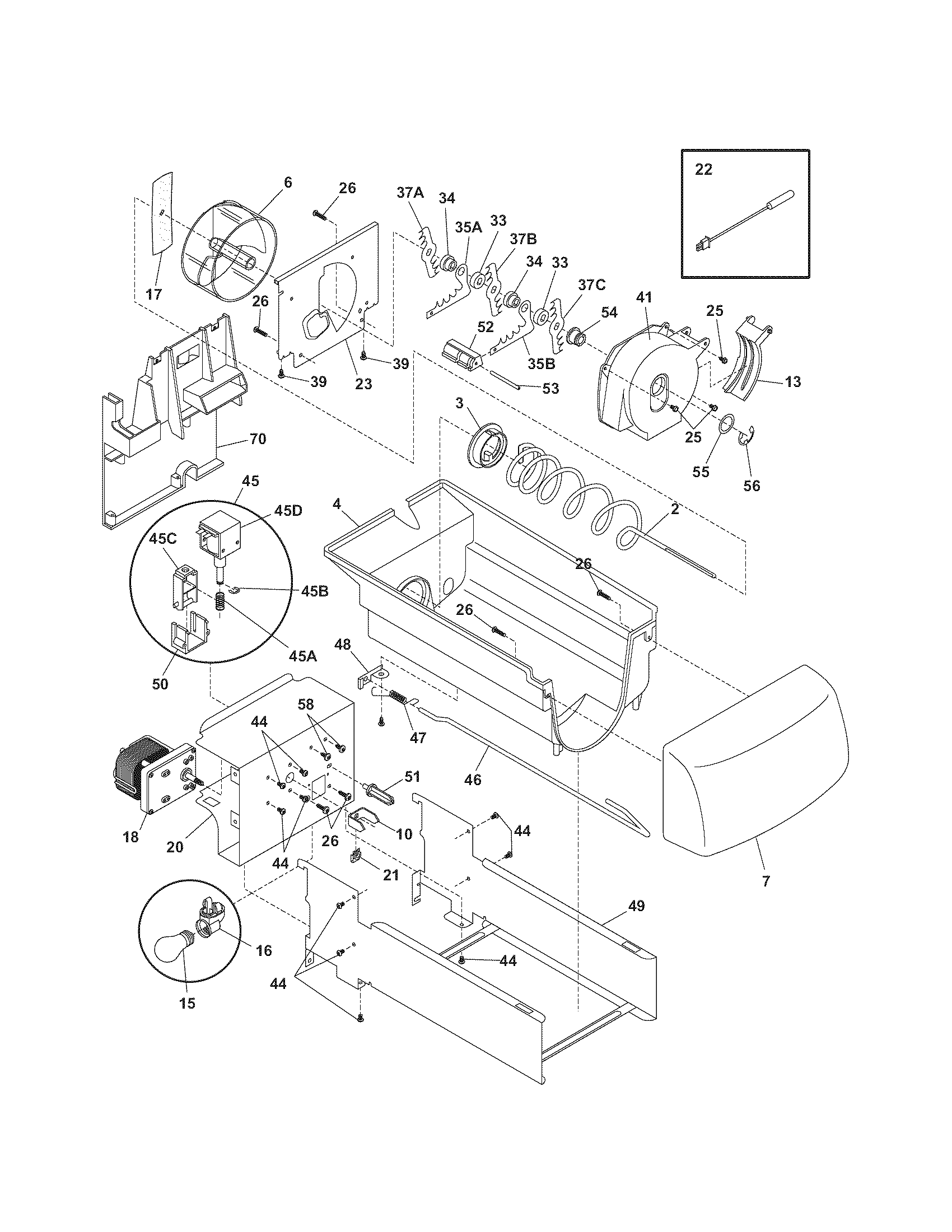 Kenmore 25354369409 ice container diagram