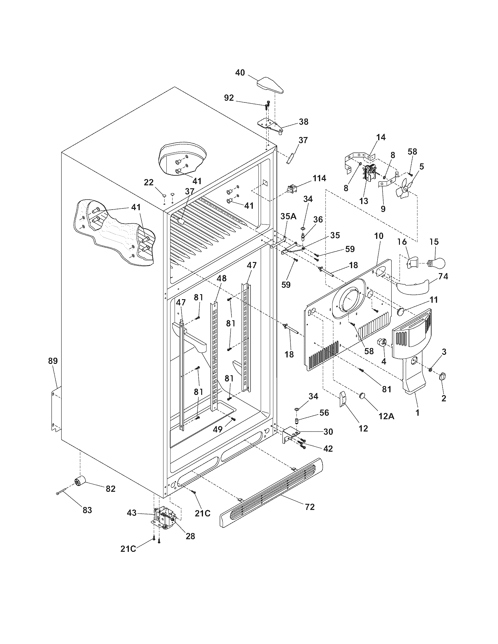 Frigidaire GLRT217TDK8 cabinet diagram