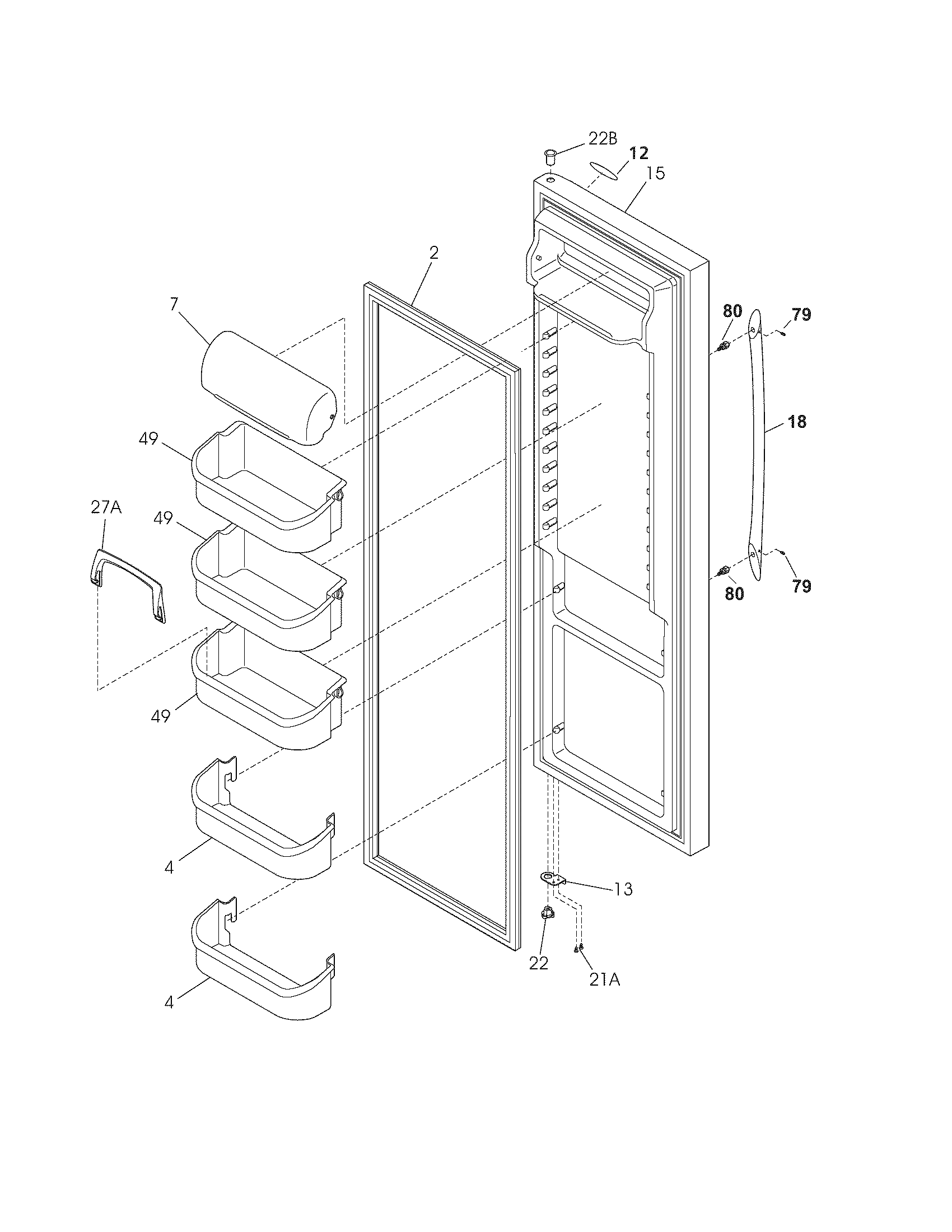 Frigidaire FRS26DR7DS6 refrigerator door diagram
